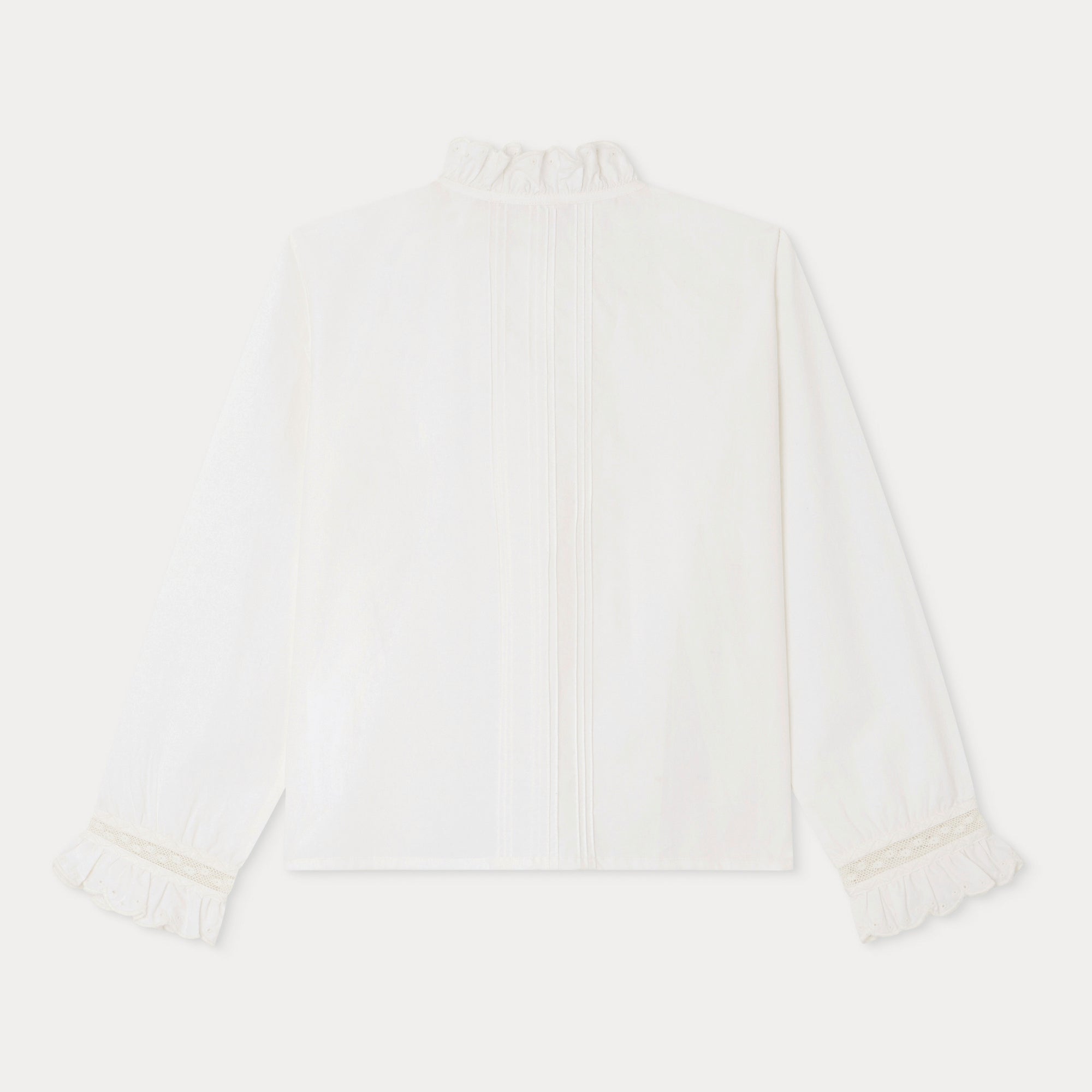 Girls White Embroidered Cotton Shirt