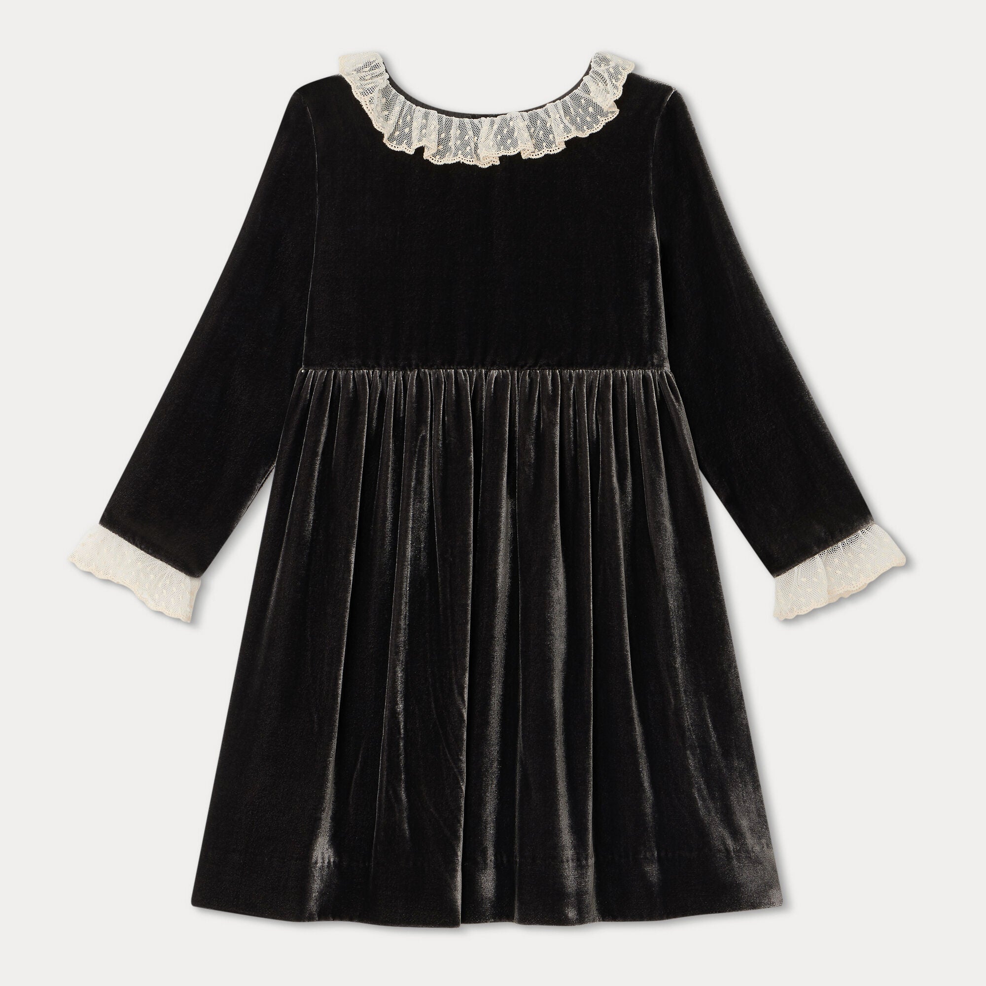 Girls Taupe Velvet Dress