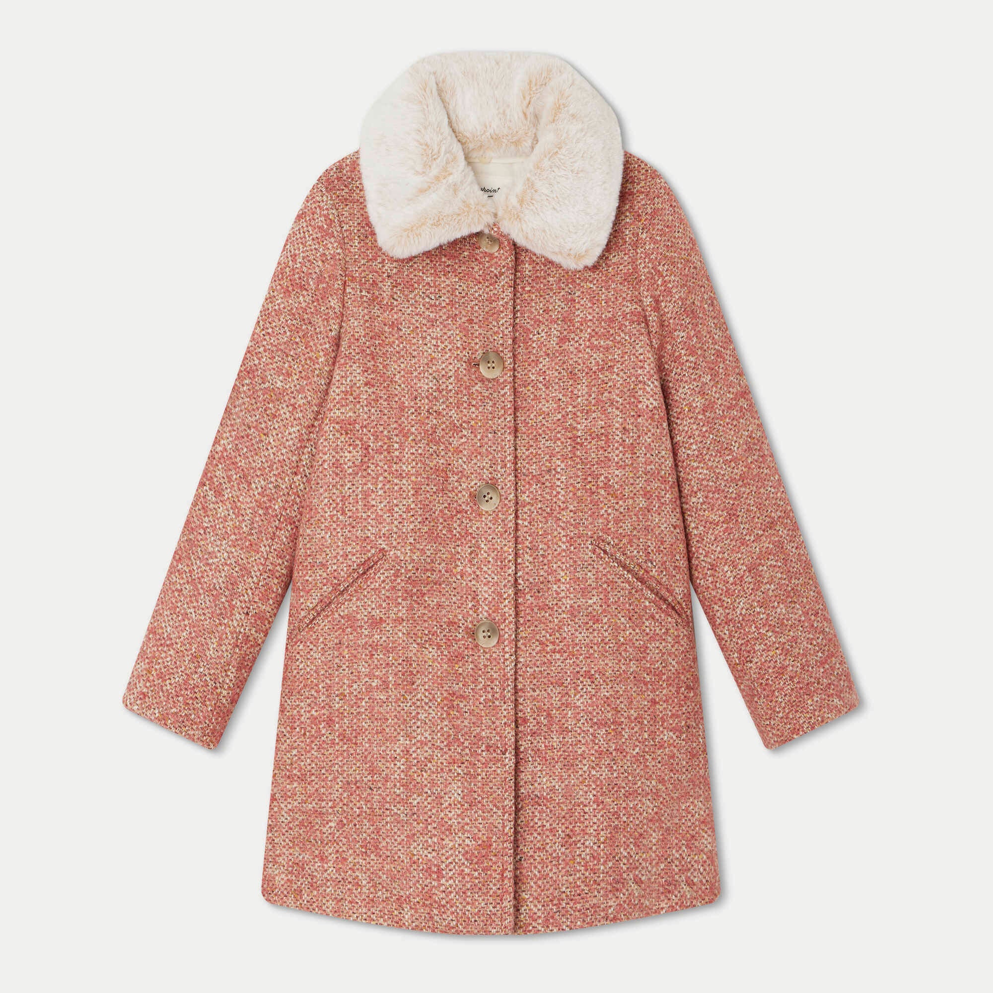 Girls Pink Wool Coat