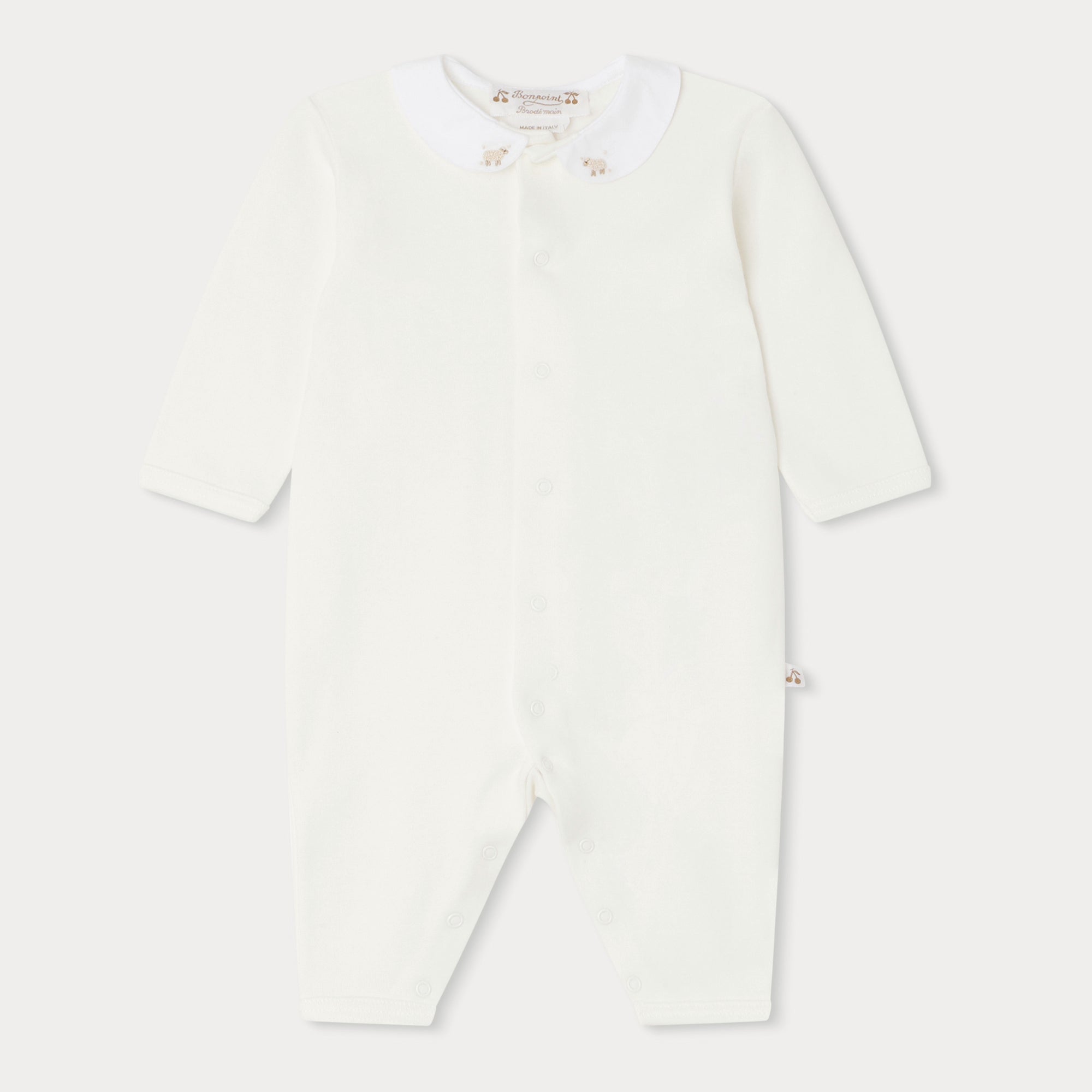 Baby Girls White Cotton Babysuit