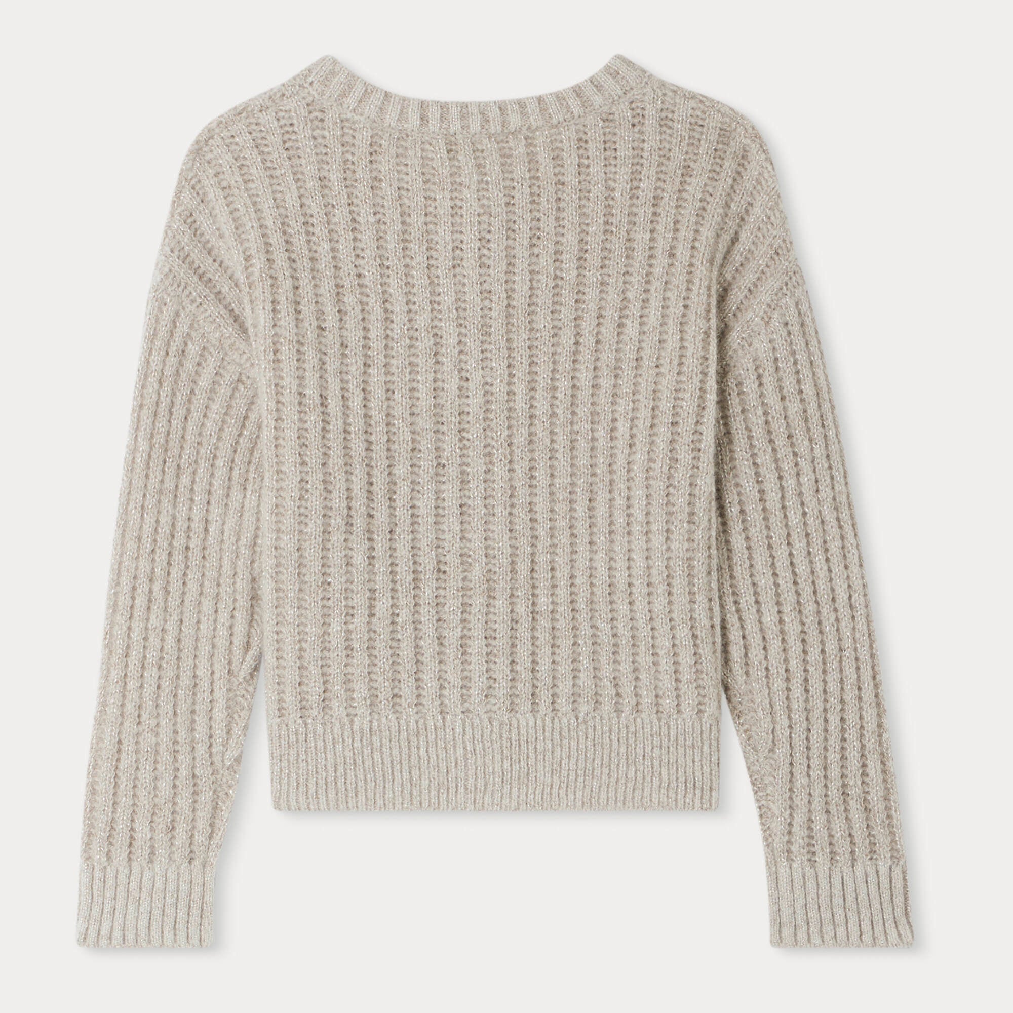 Girls Beige Grey Wool Cardigan