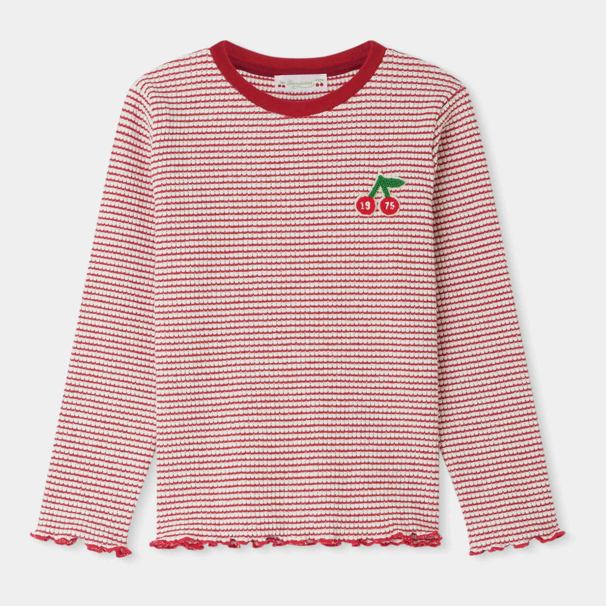 Girls Red Stripes Cotton T-Shirt