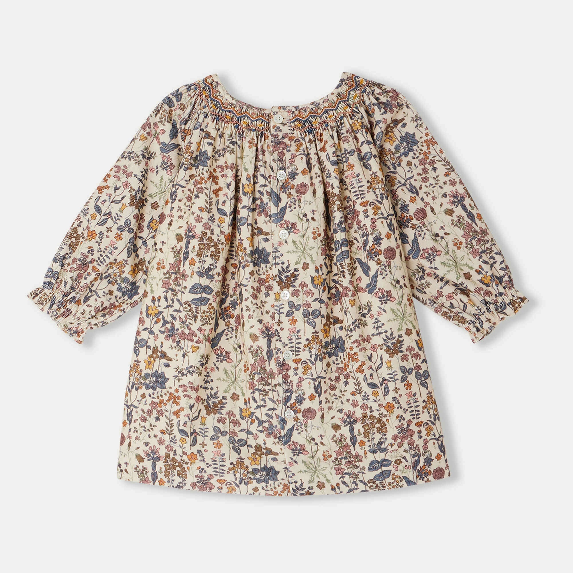 Baby Girls Multicolor Floral Corduroy Dress