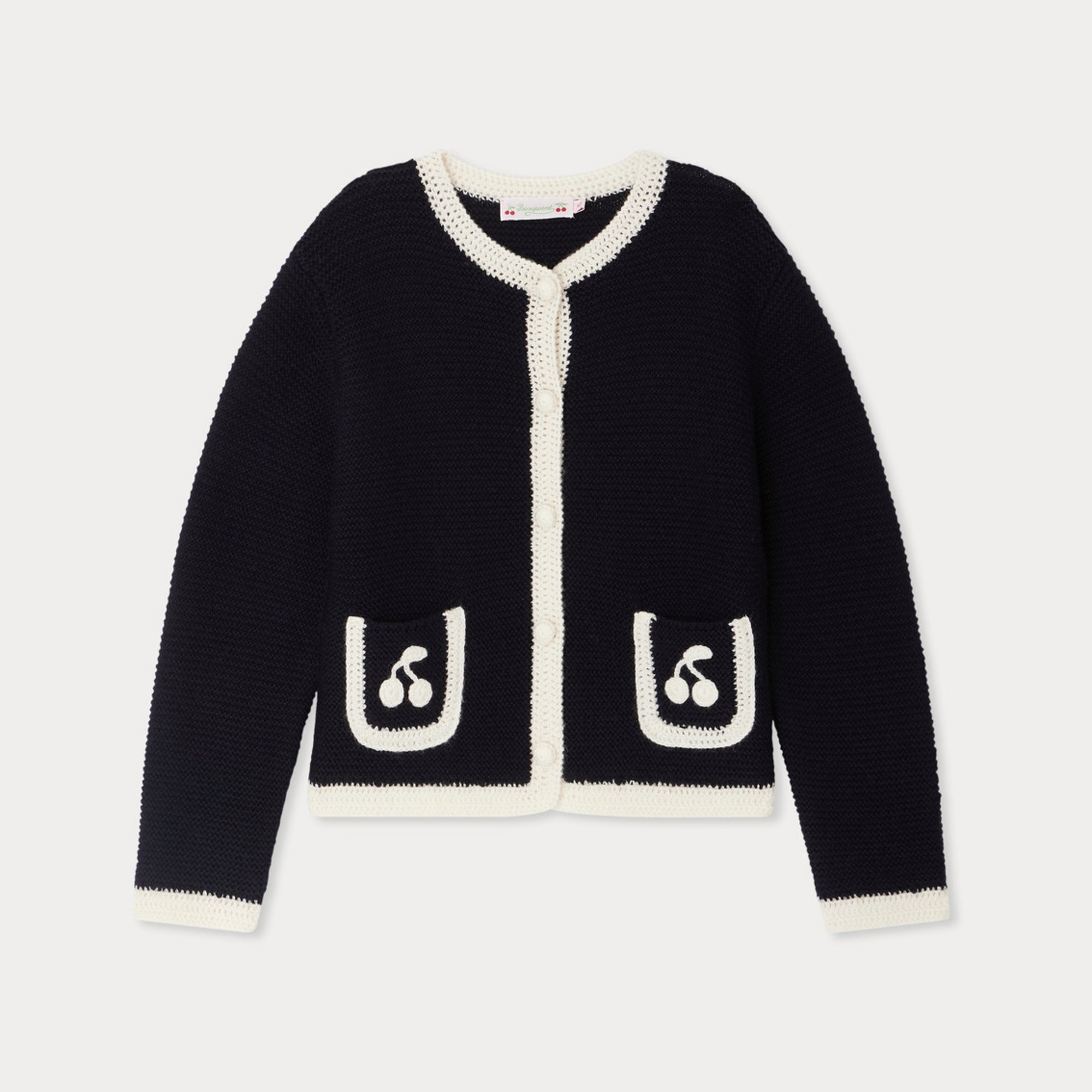 Girls Navy Knit Wool Cardigan
