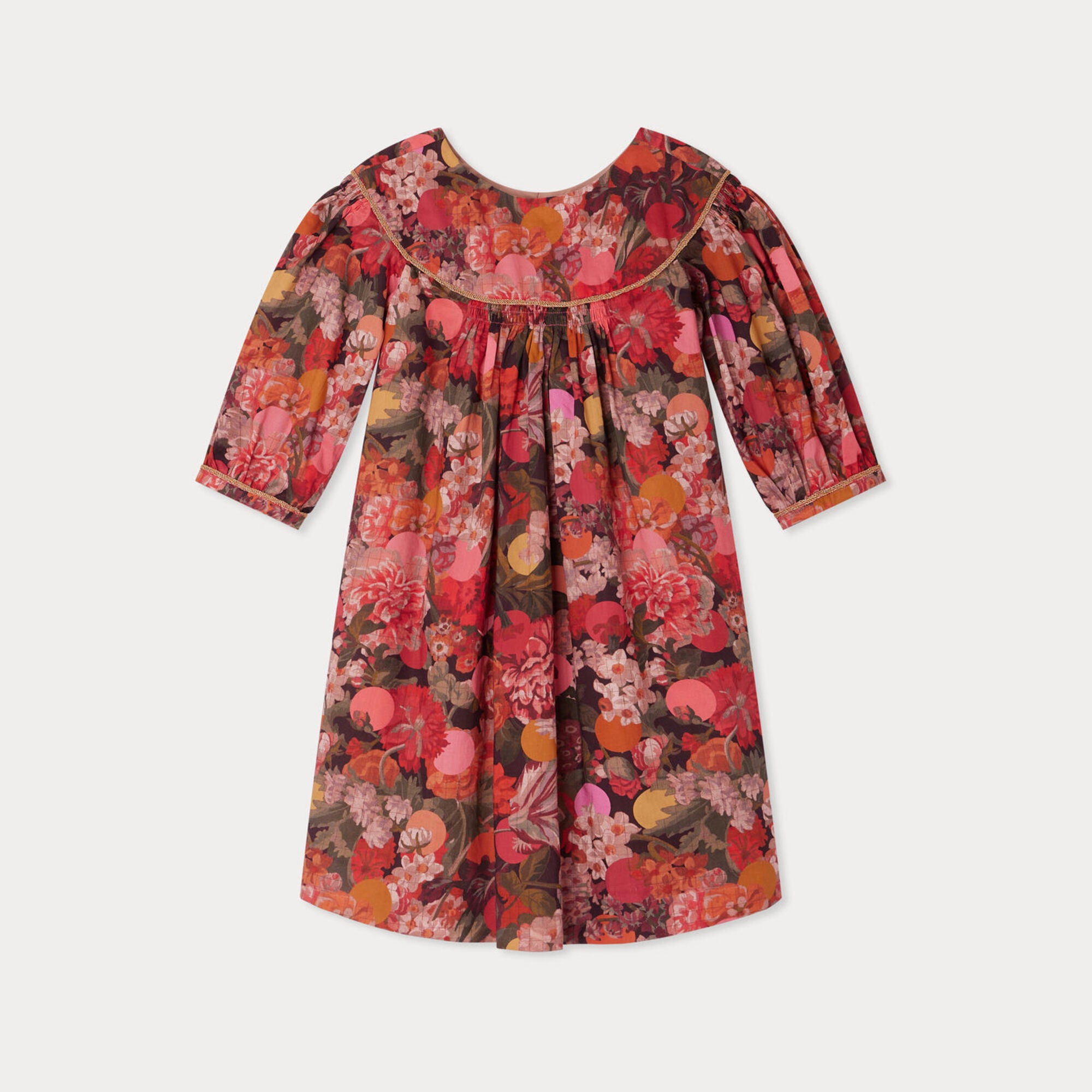 Girls Red Flower Cotton Dress