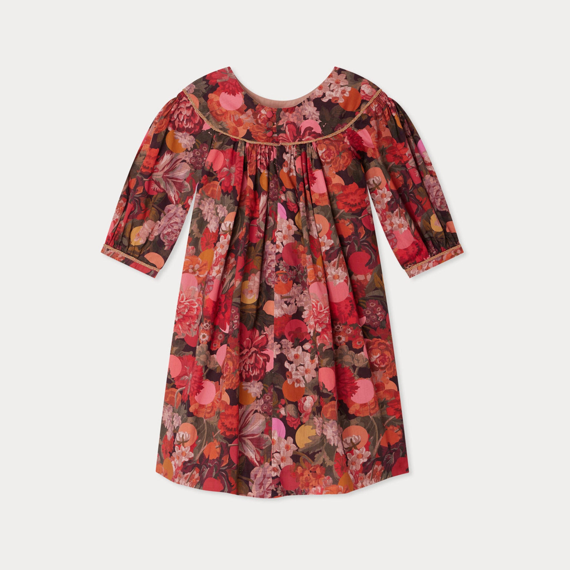 Girls Red Flower Cotton Dress