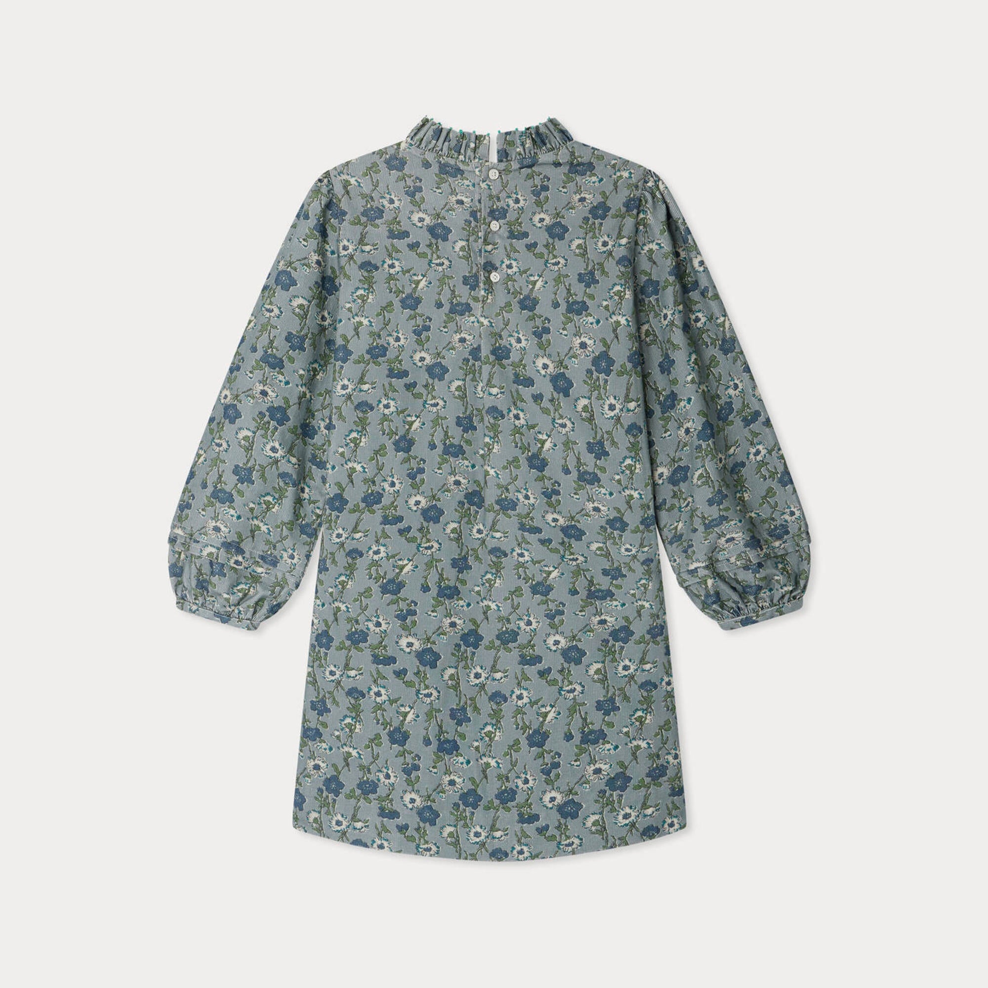 Girls Green Flower Corduroy Dress
