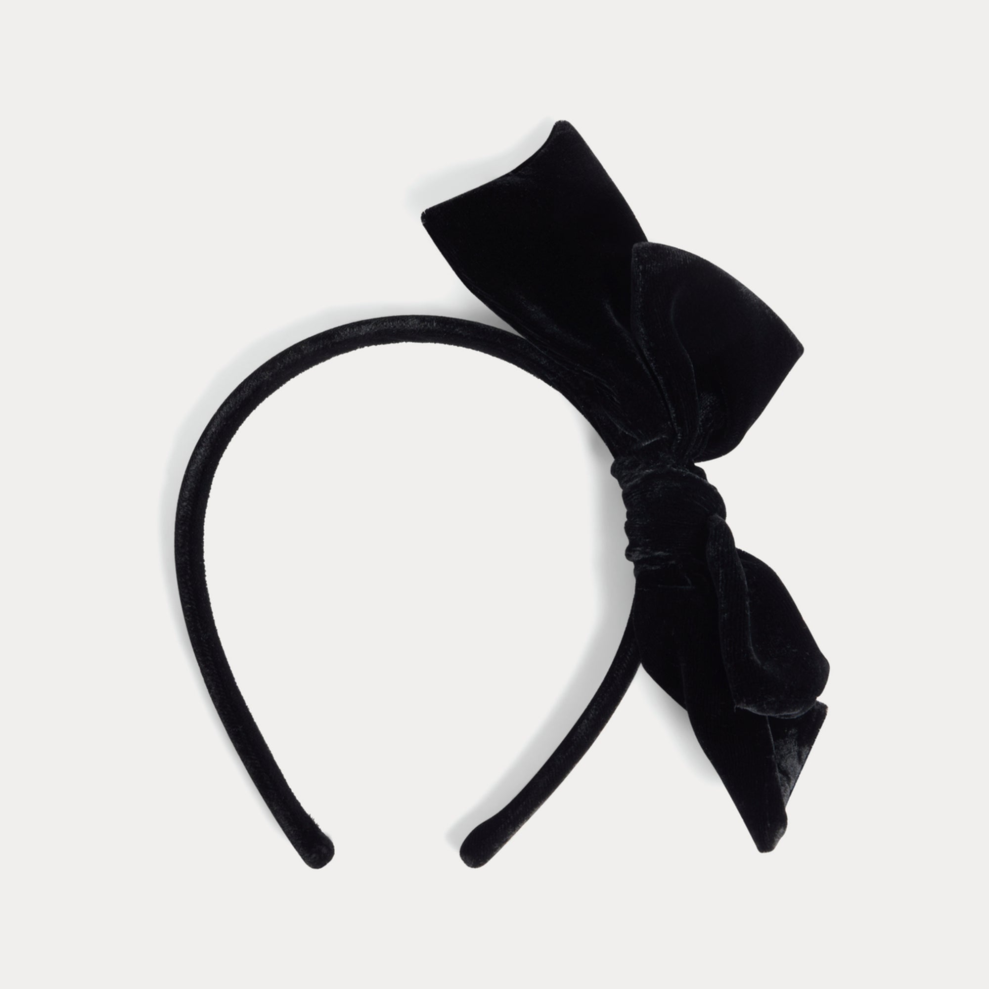 Girls Black Velvet Bow Headband