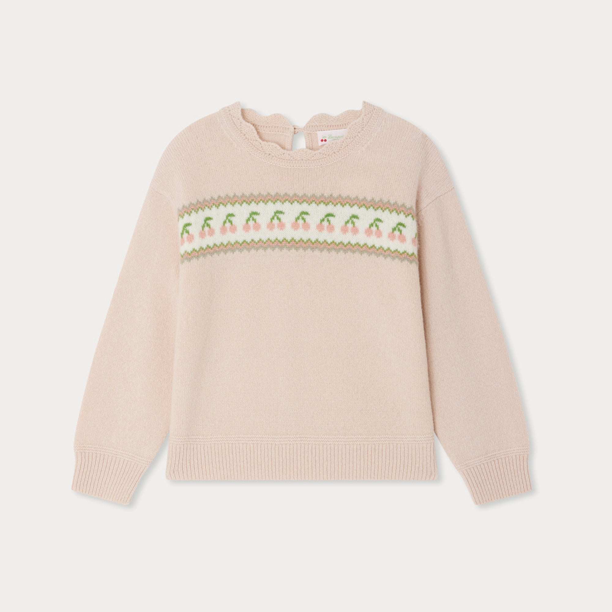 Girls Pink Jacquard Wool Sweater