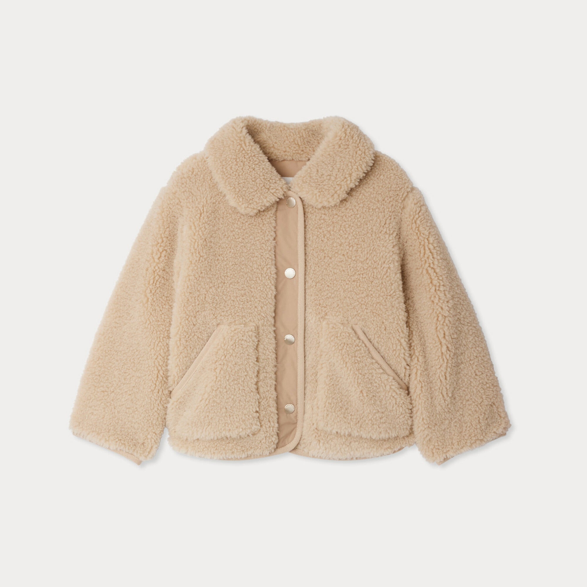 Girls Beige Faux Fur Jacket