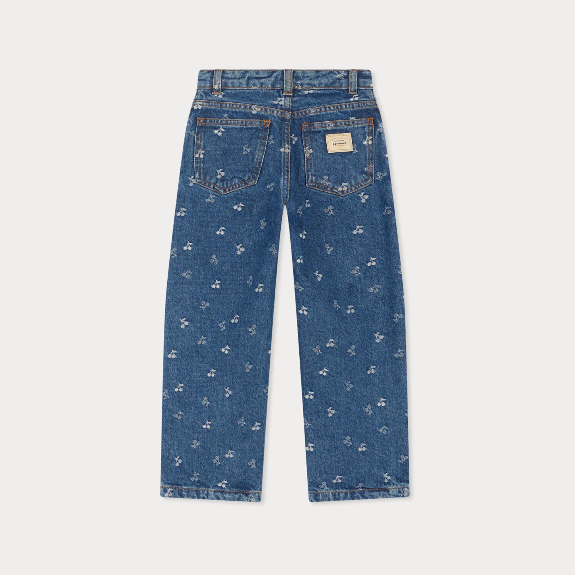 Girls Blue Cherry Logo Denim Trousers
