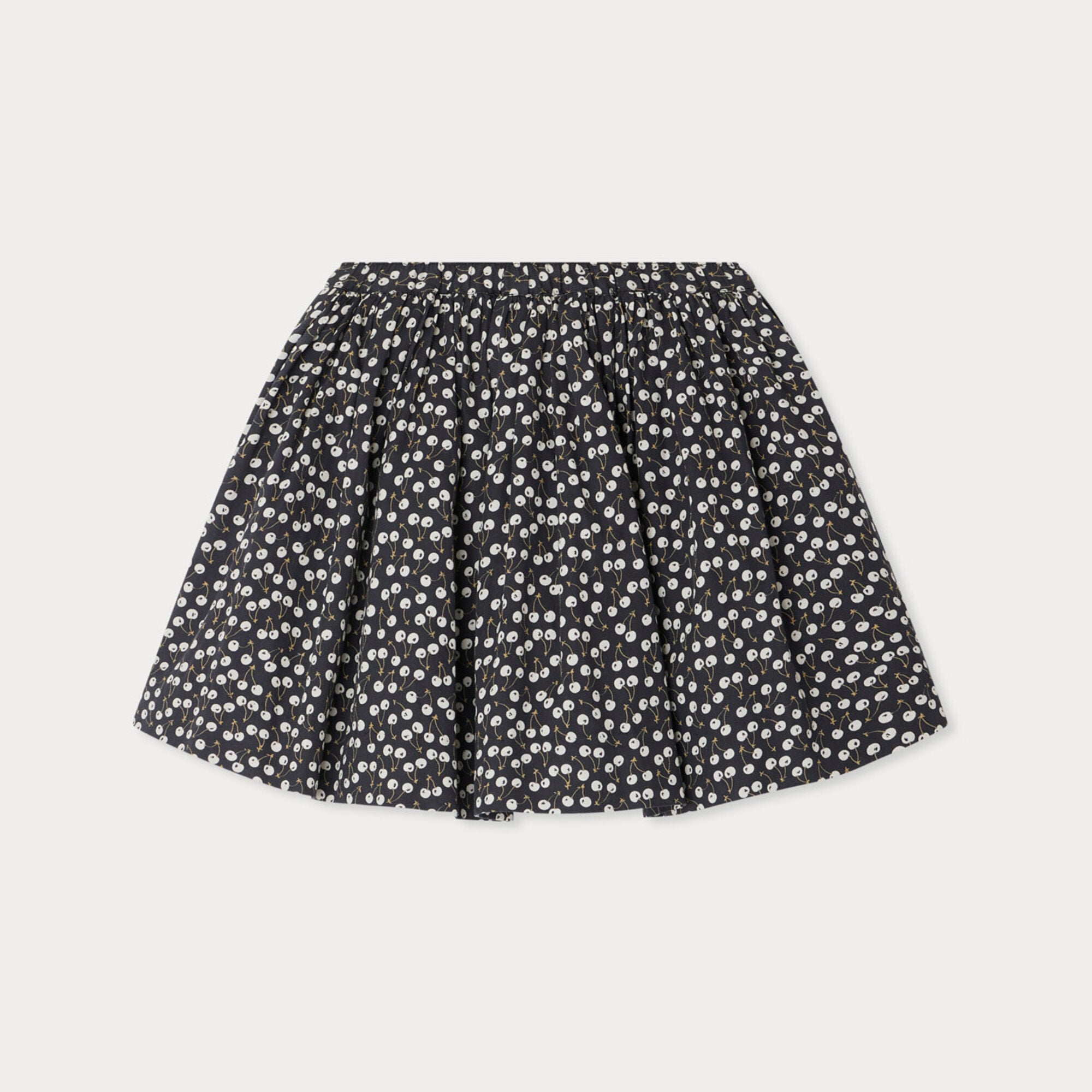 Girls Navy Cherry Printed Cotton Skirt