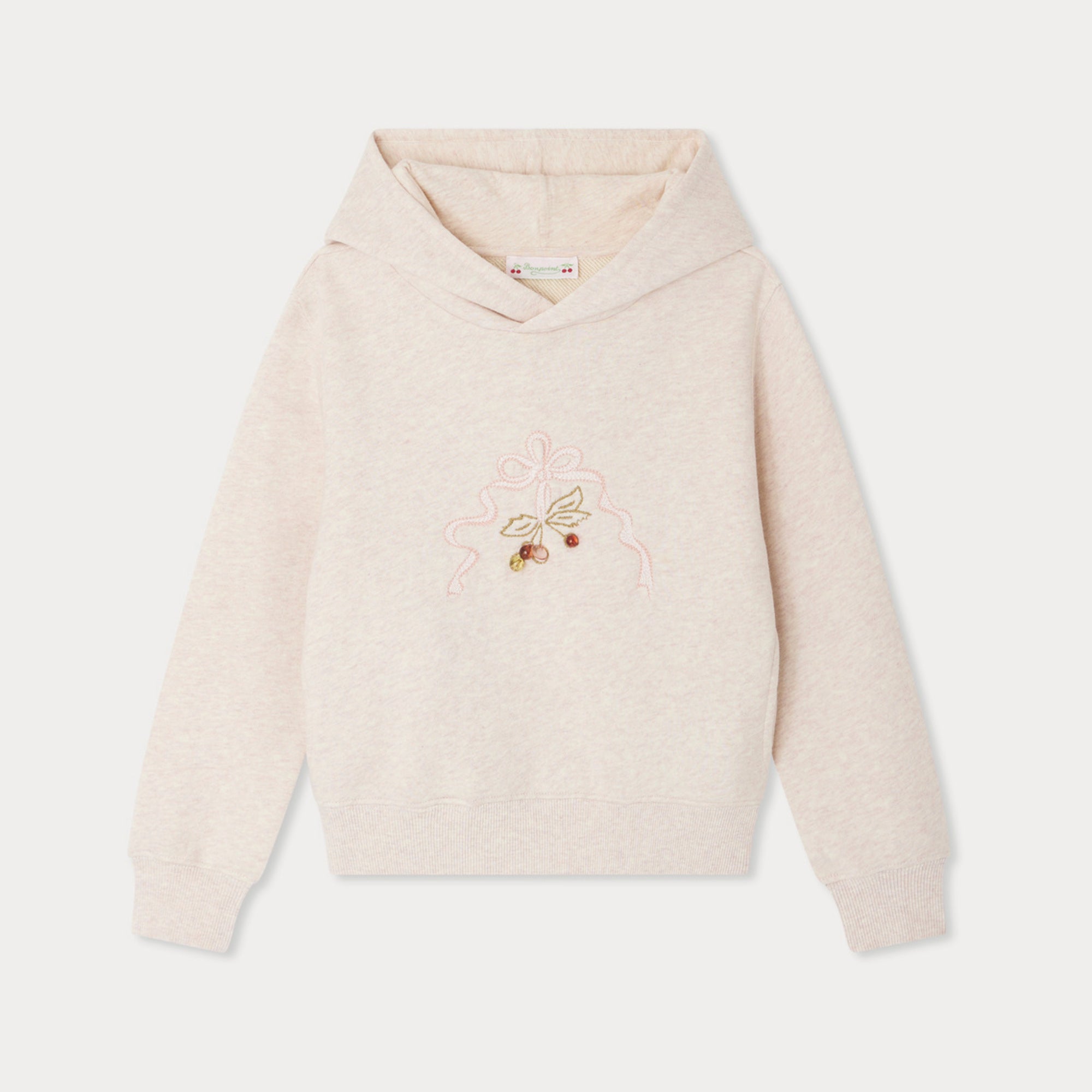 Girls Light Pink Cotton Hooded Sweatshirt