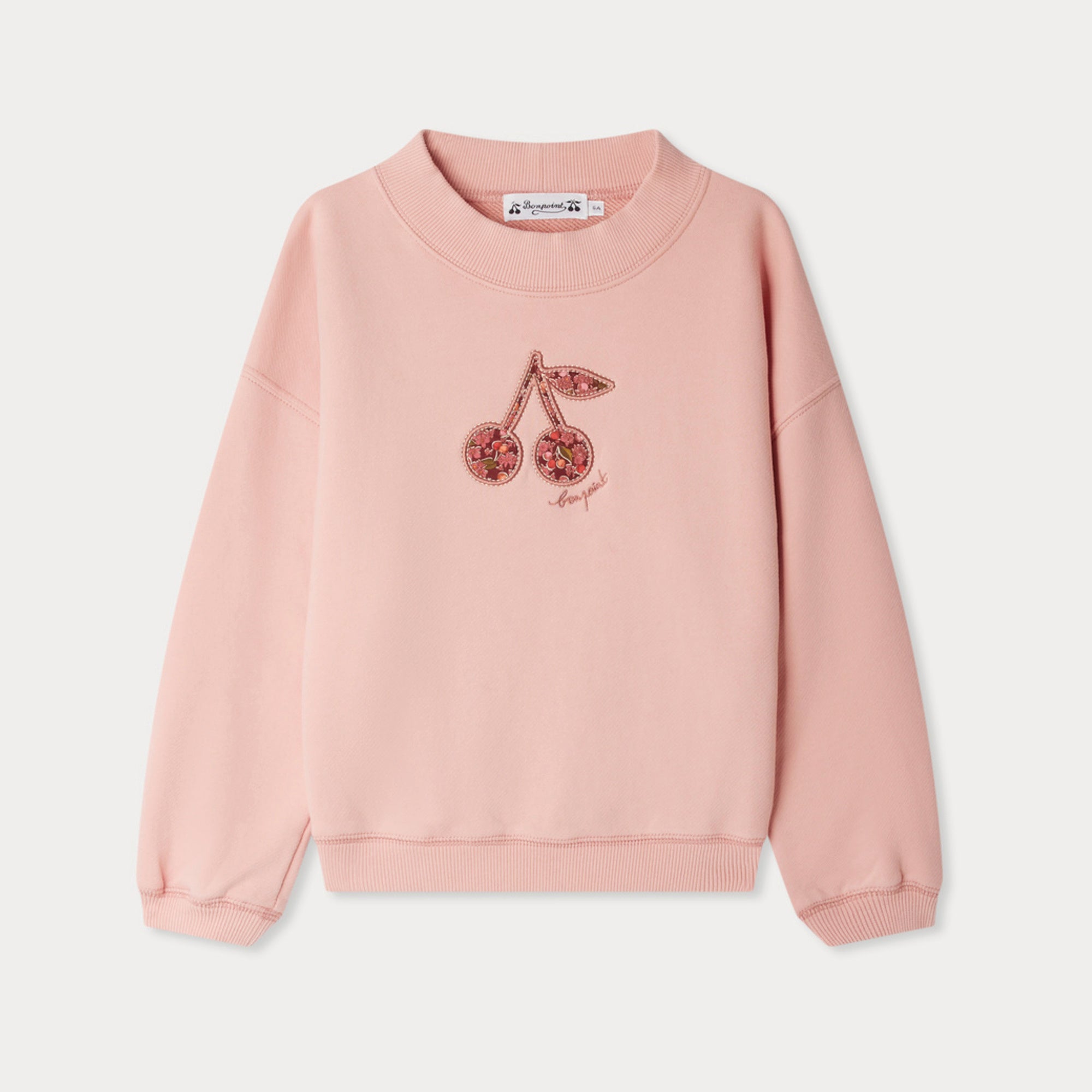 Girls Pink Embroidered Logo Cotton Sweatshirt