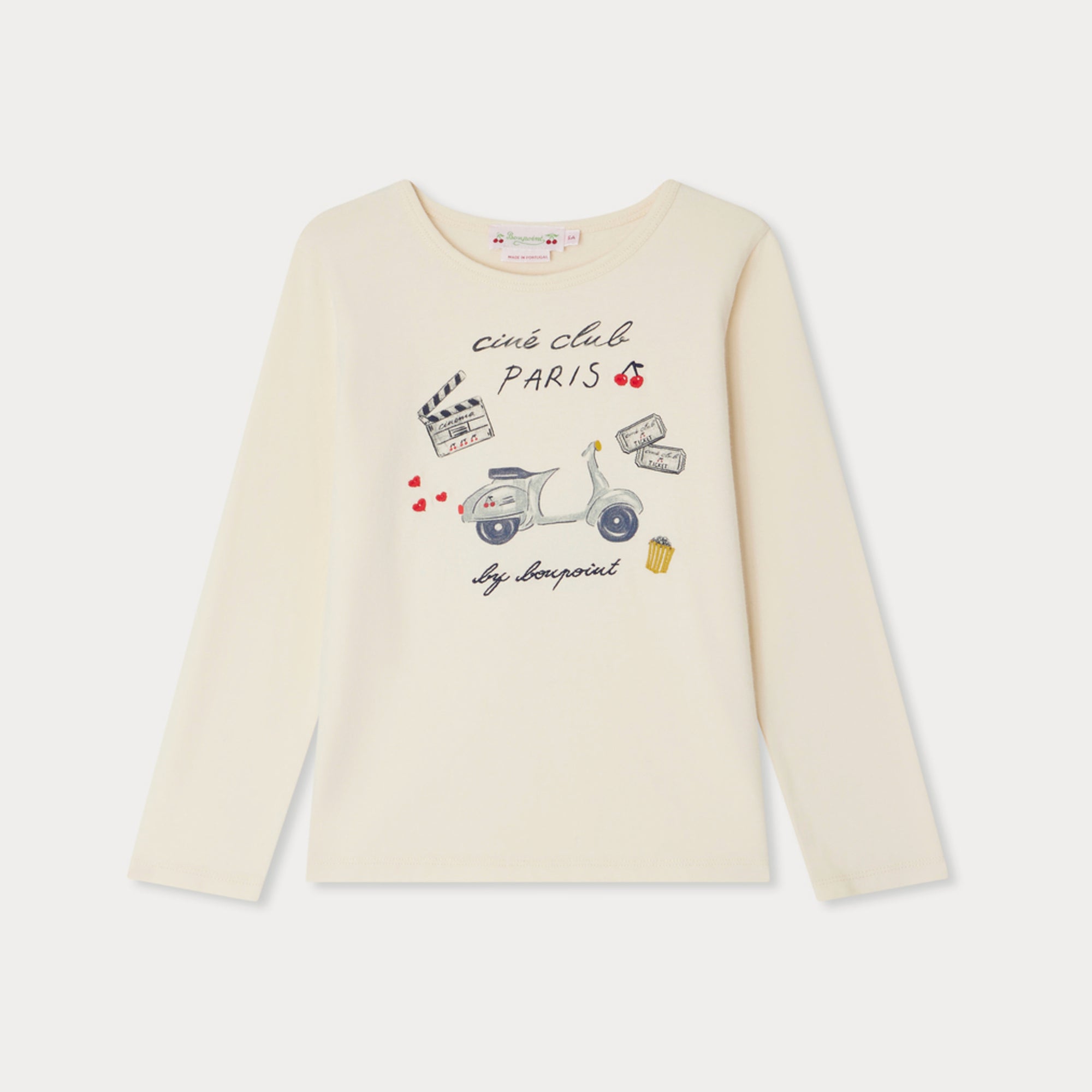 Girls Ivory Printed Cotton T-Shirt