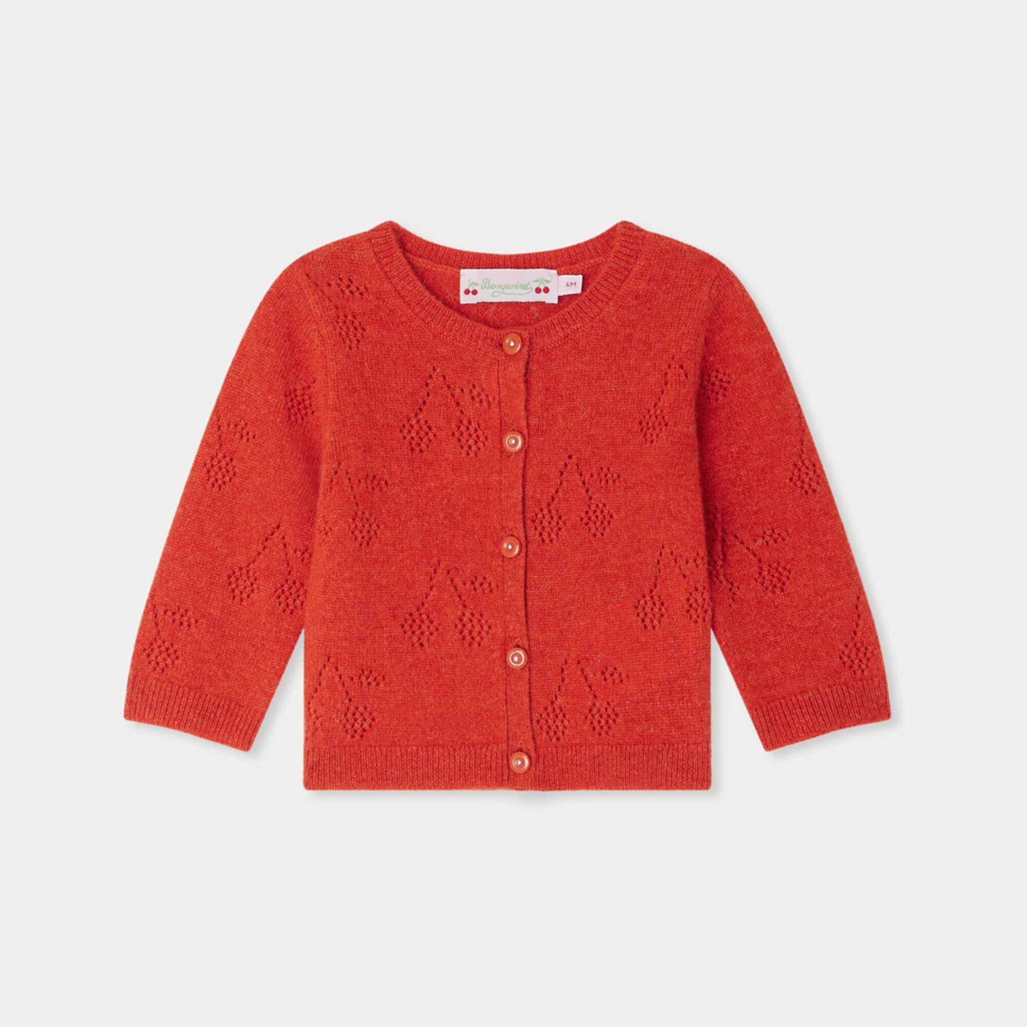 Baby Girls Red Cashmere Knit Cardigan
