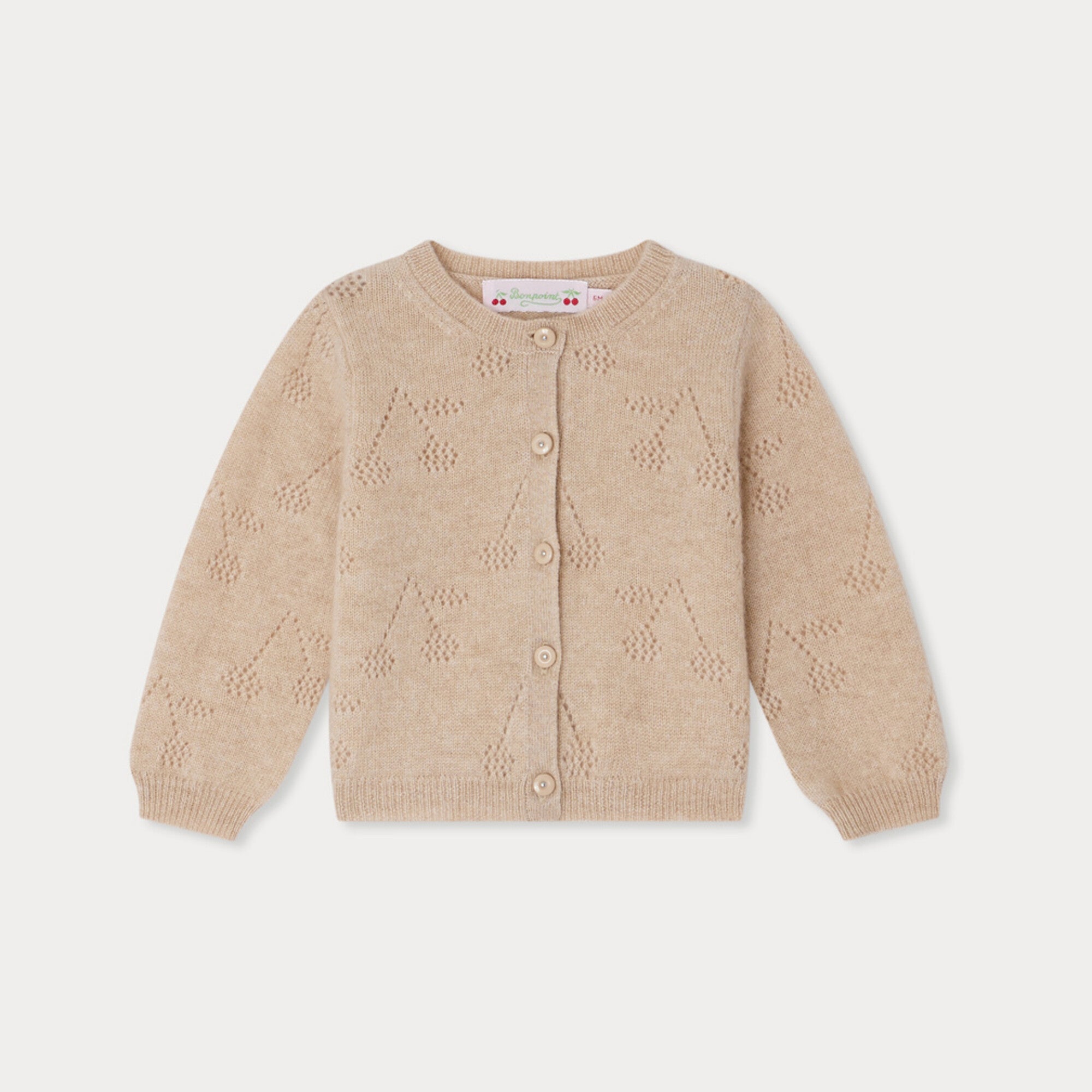 Baby Girls Beige Cashmere Knit Cardigan