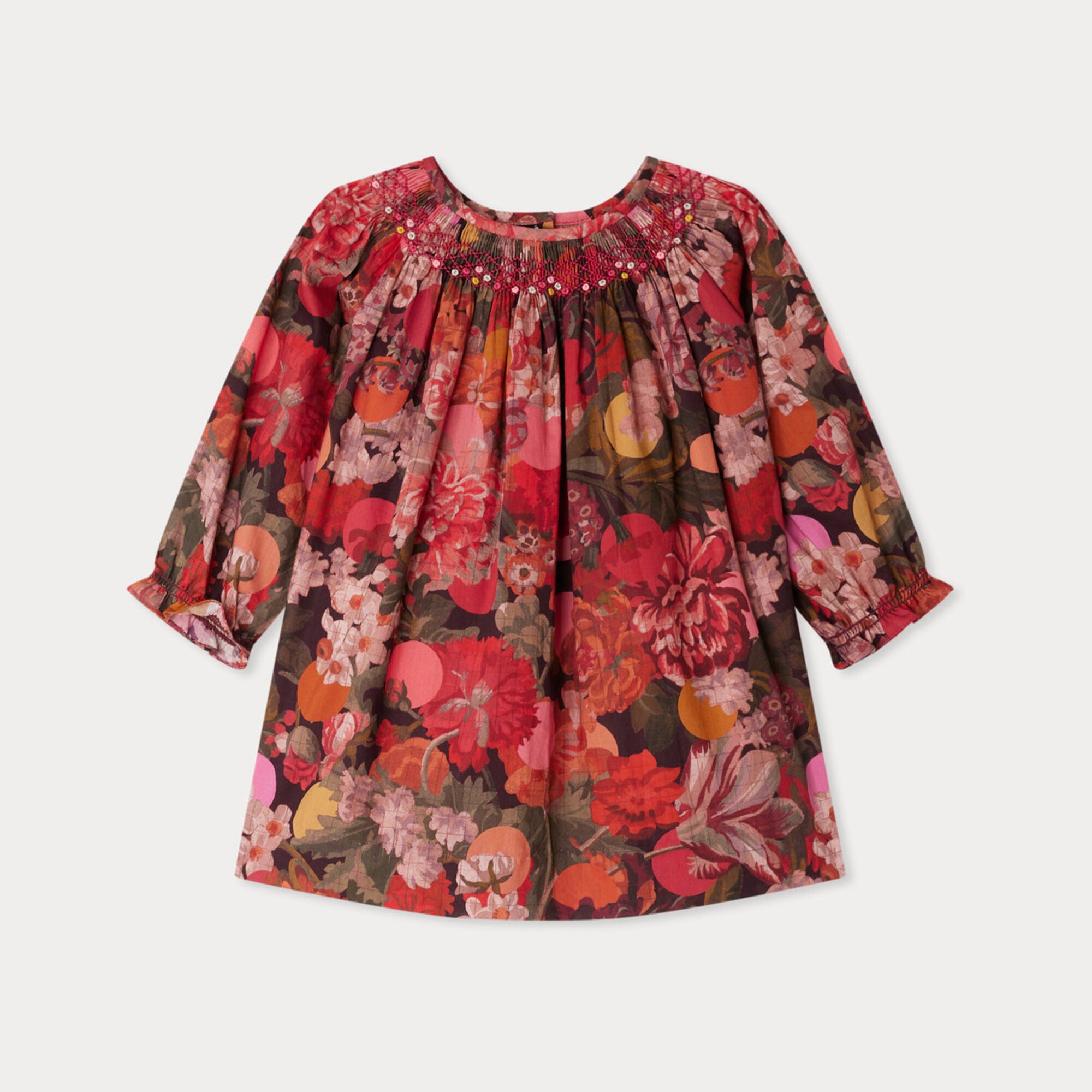 Baby Girls Red Flower Cotton Dress