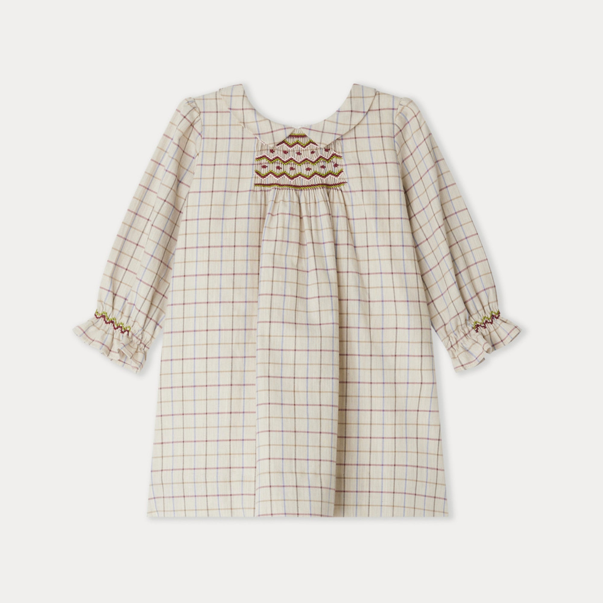 Baby Girls Ivory Check Cotton Dress