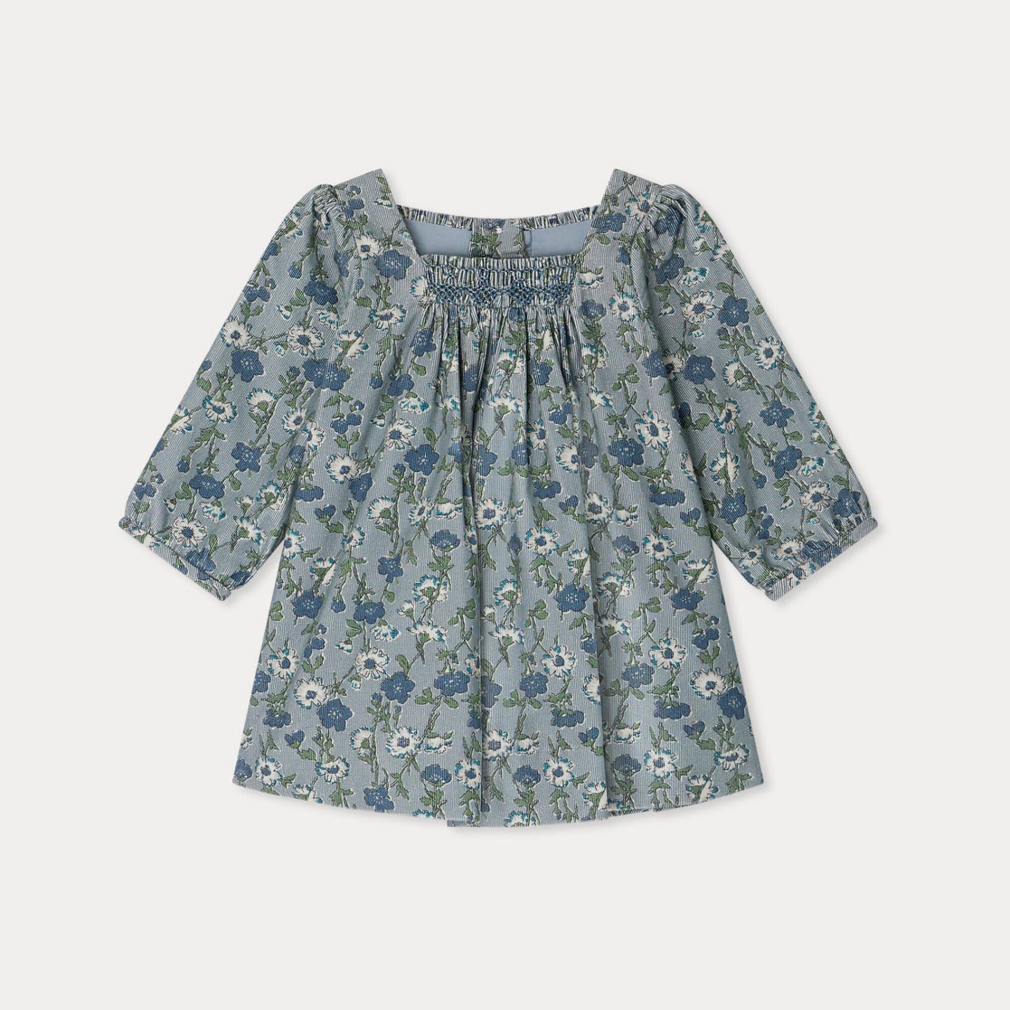 Baby Girls Green Flower Corduroy Dress