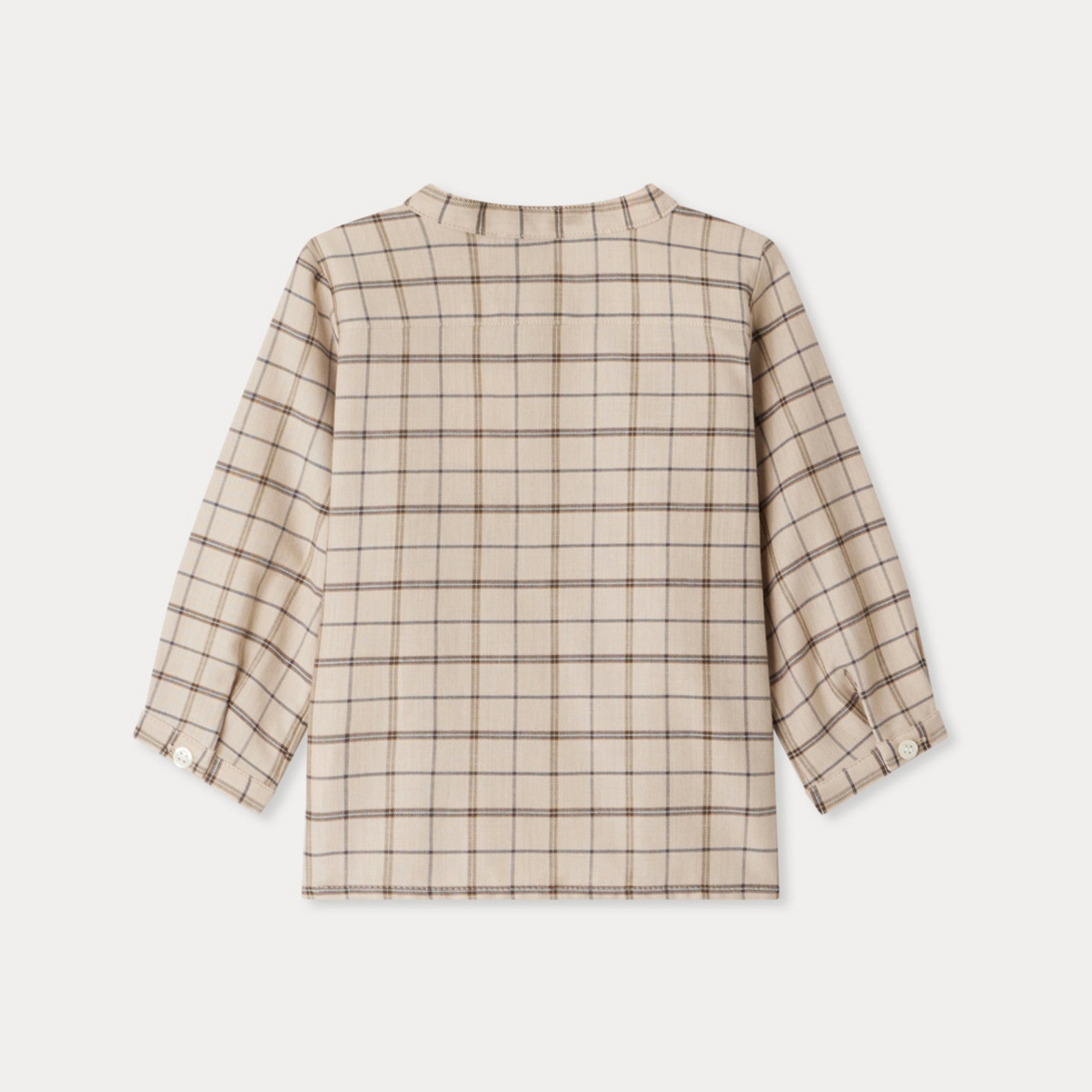 Baby Boys Beige Check Cotton Shirt