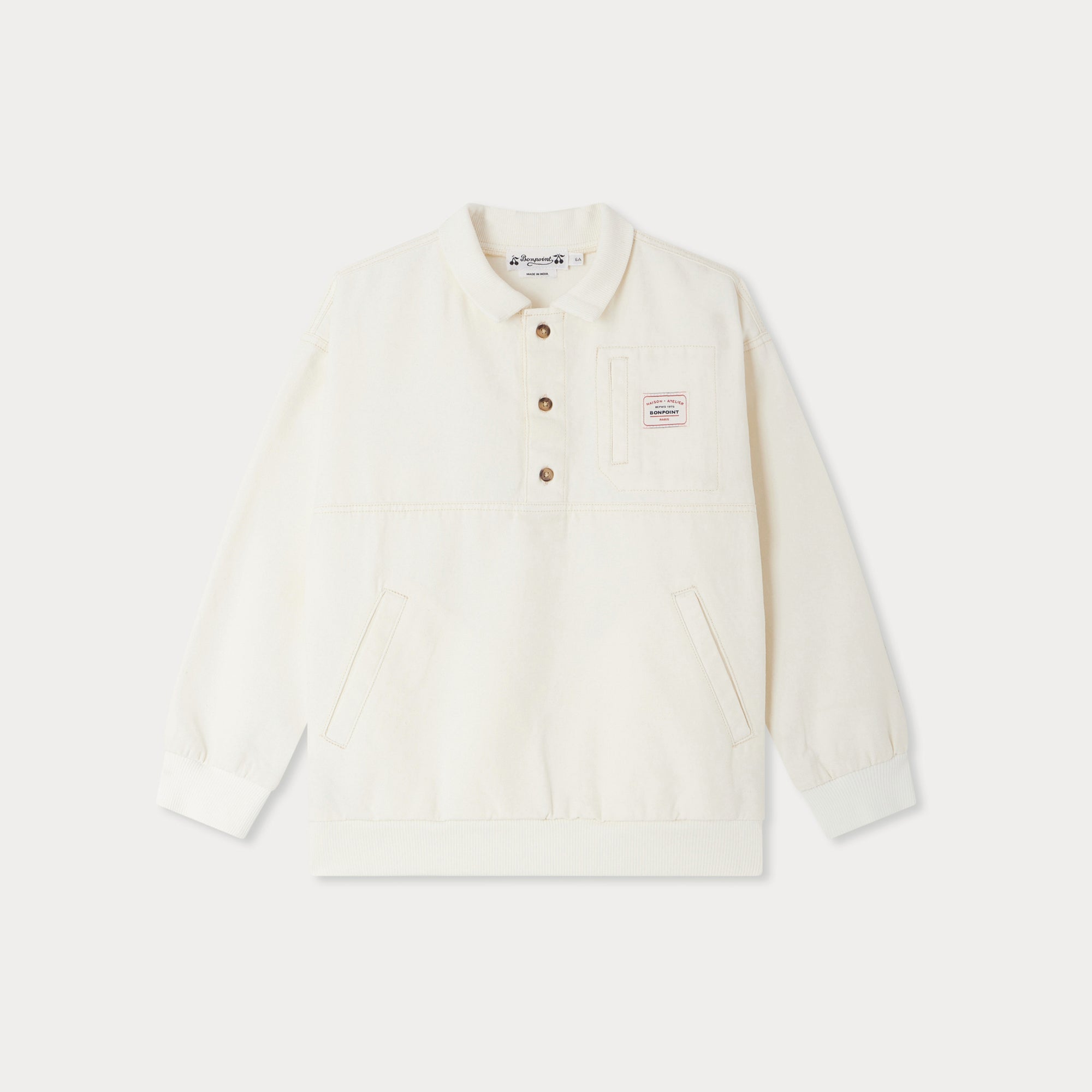 Boys White Cotton Sweatshirt