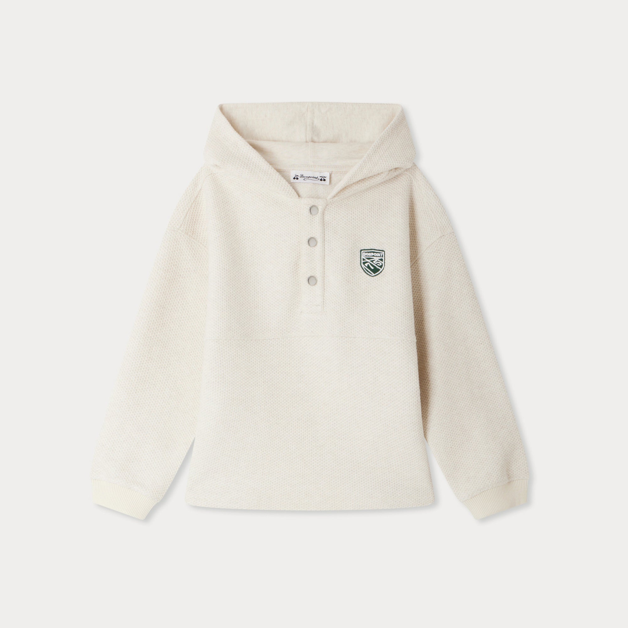 Boys White Hooded Cotton Sweatshirt