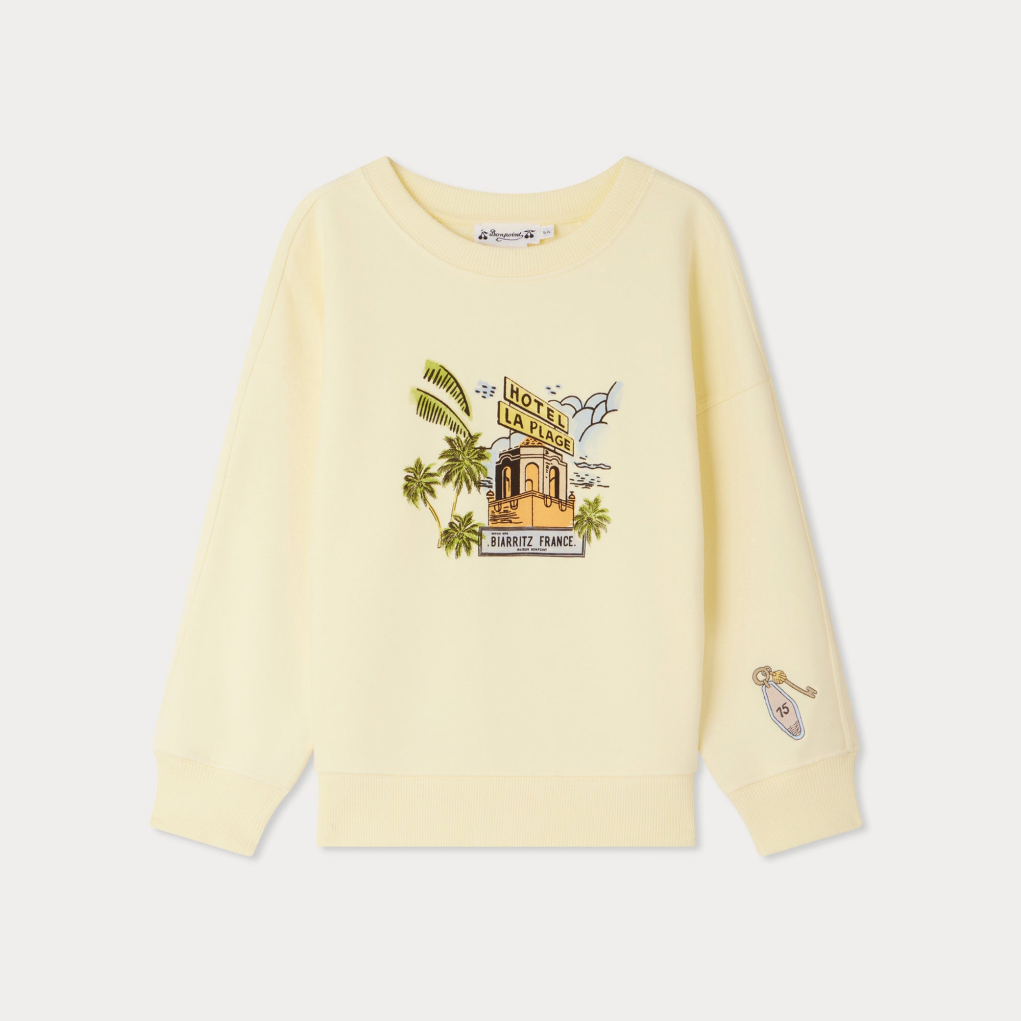 Boys Light Yellow Printed Cotton Sweatshirt