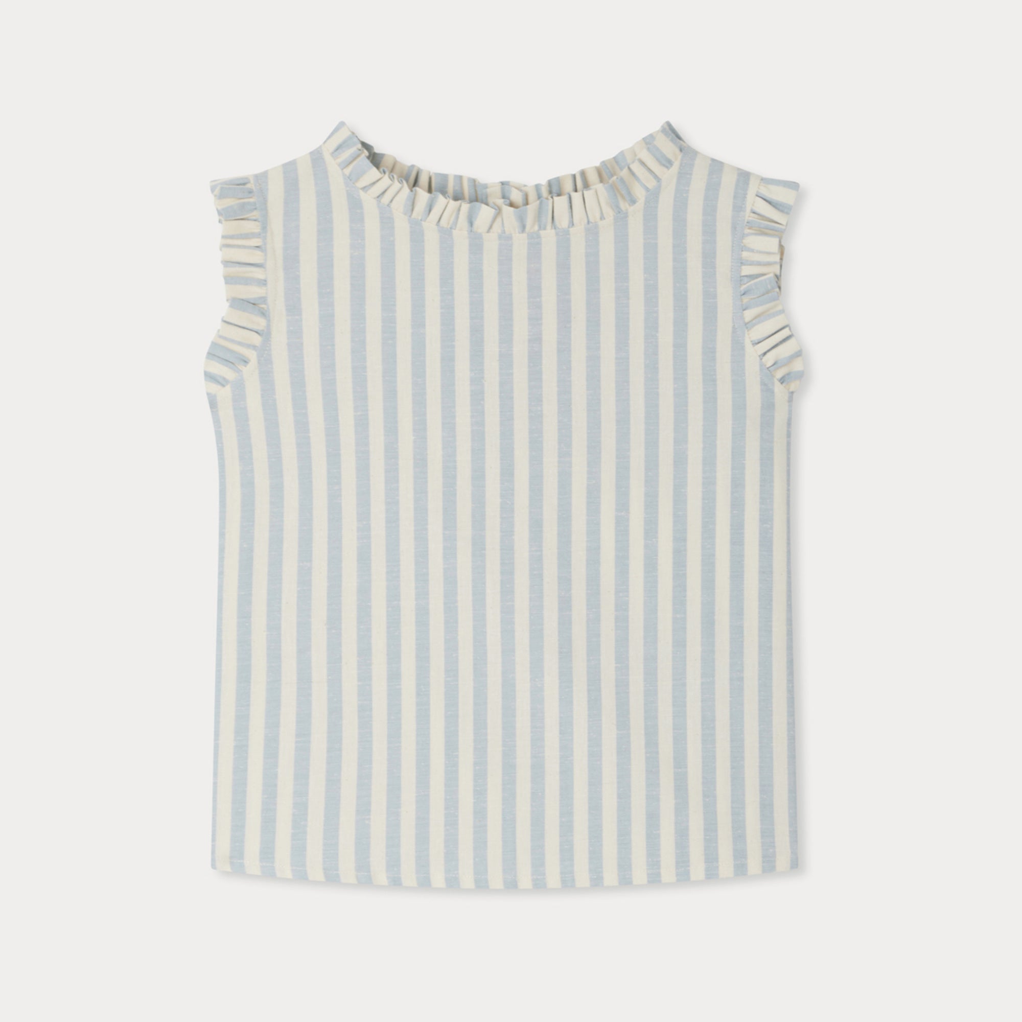 Girls Light Blue Stripes Cotton Blouse