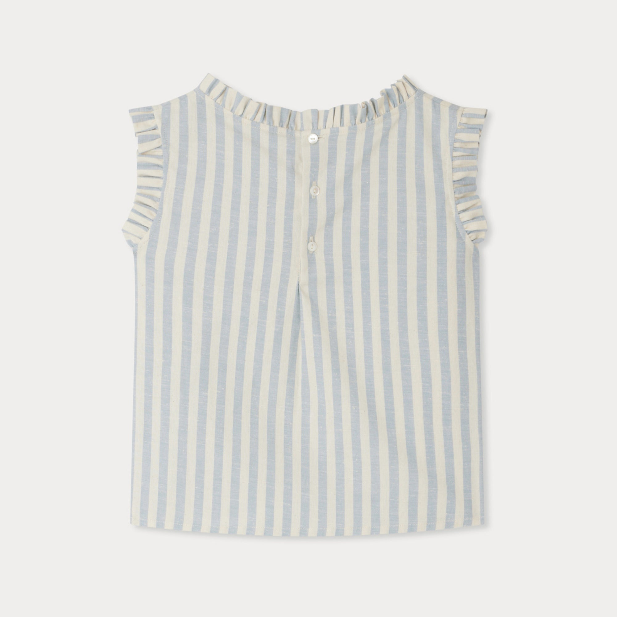 Girls Light Blue Stripes Cotton Blouse