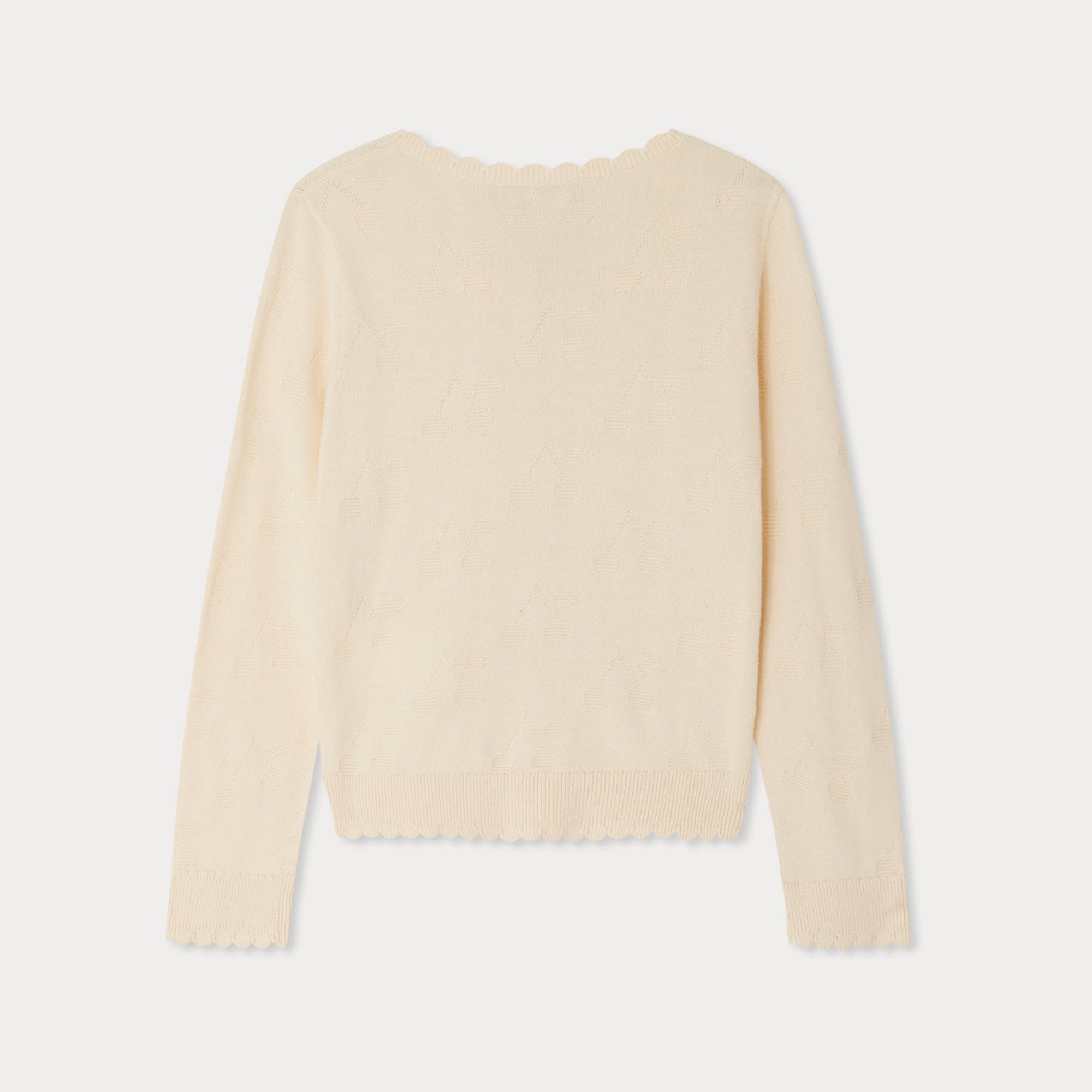 Girls Ivory Jacquard Cotton Cardigan