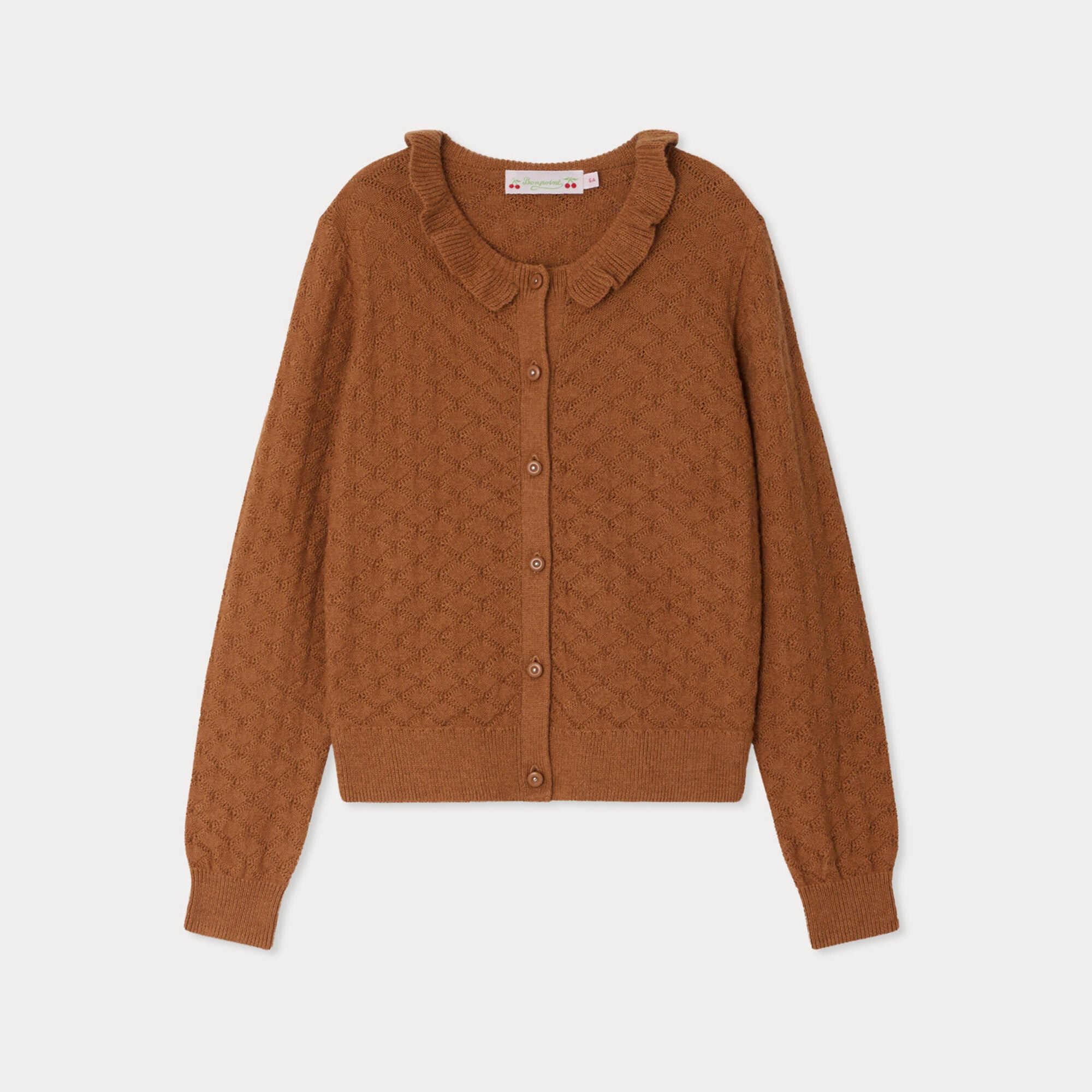 Girls Brown Cotton Cardigan