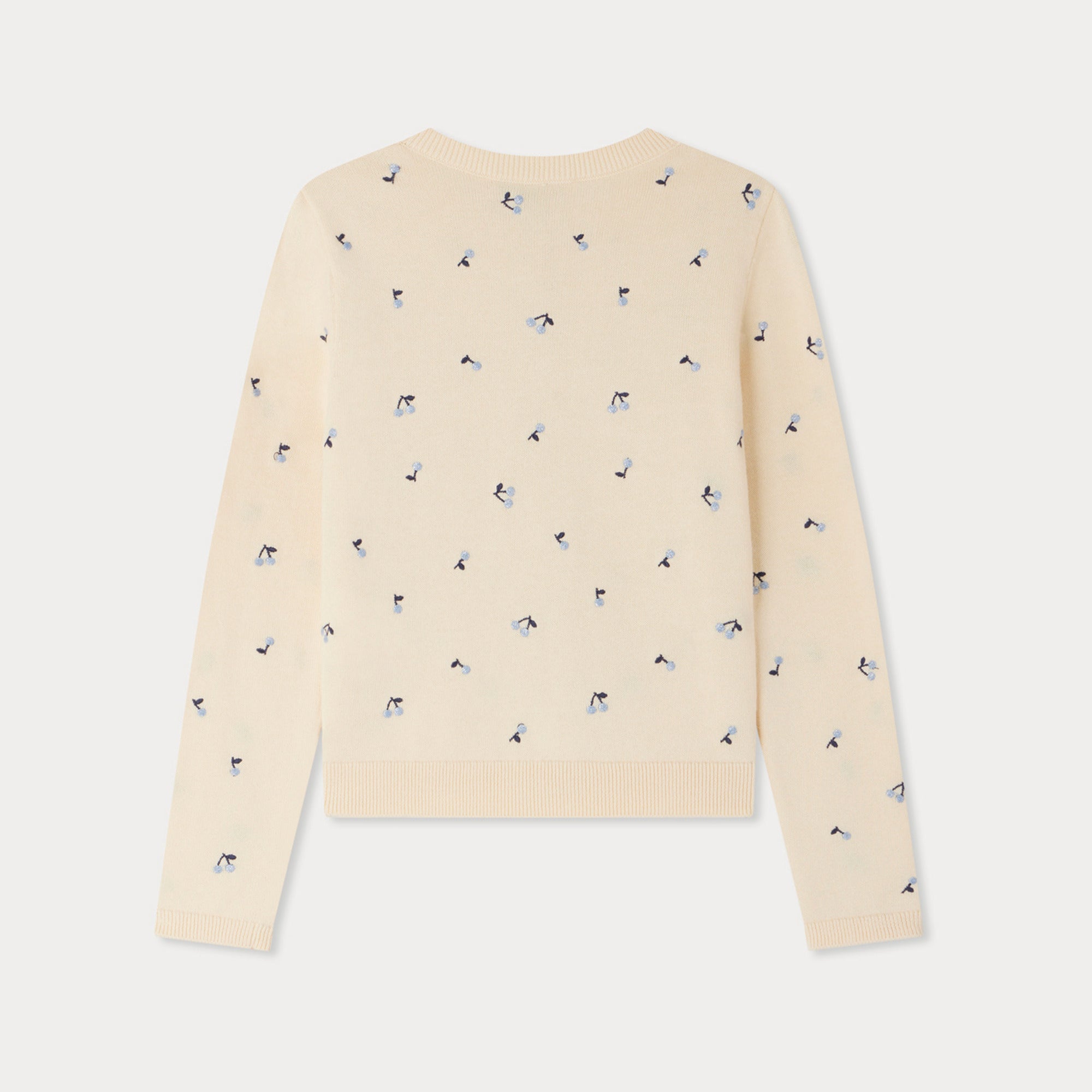 Girls Beige Embroidered Cotton Cardigan