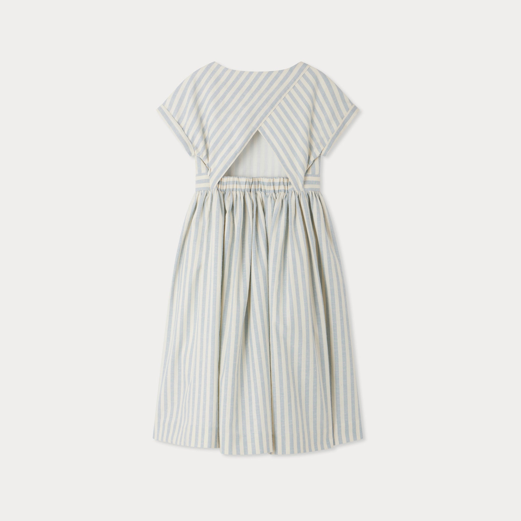 Girls Light Blue Stripes Cotton Dress