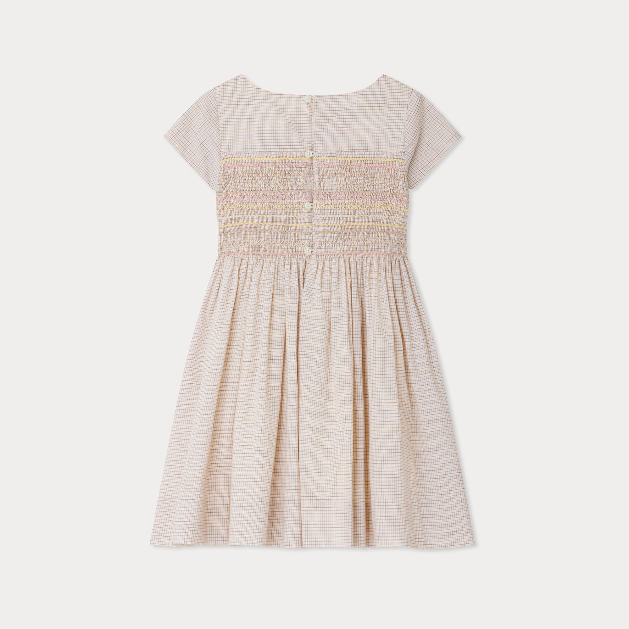 Girls Pink Check Cotton Dress