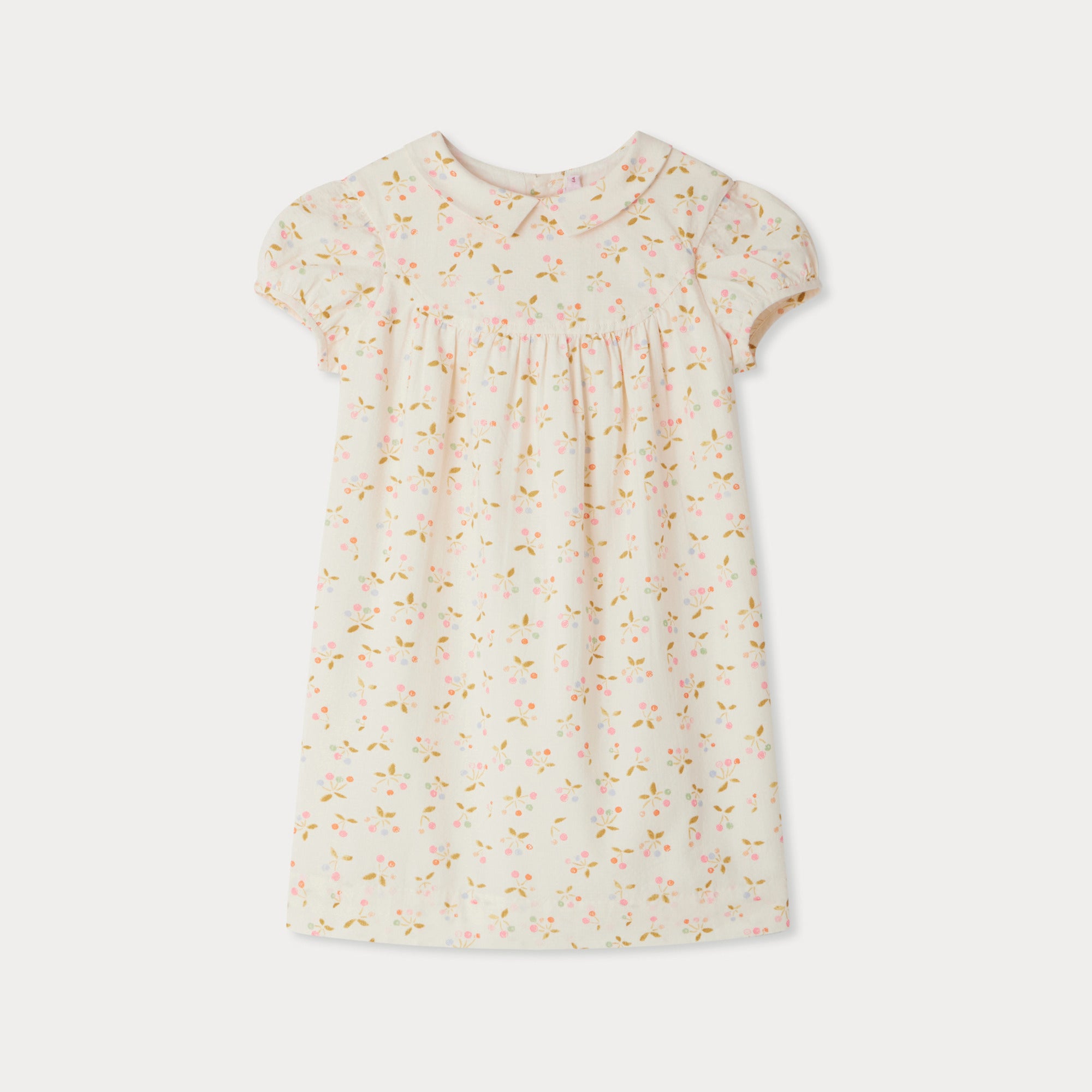 Girls Ivory Cherry Printed Cotton Dress