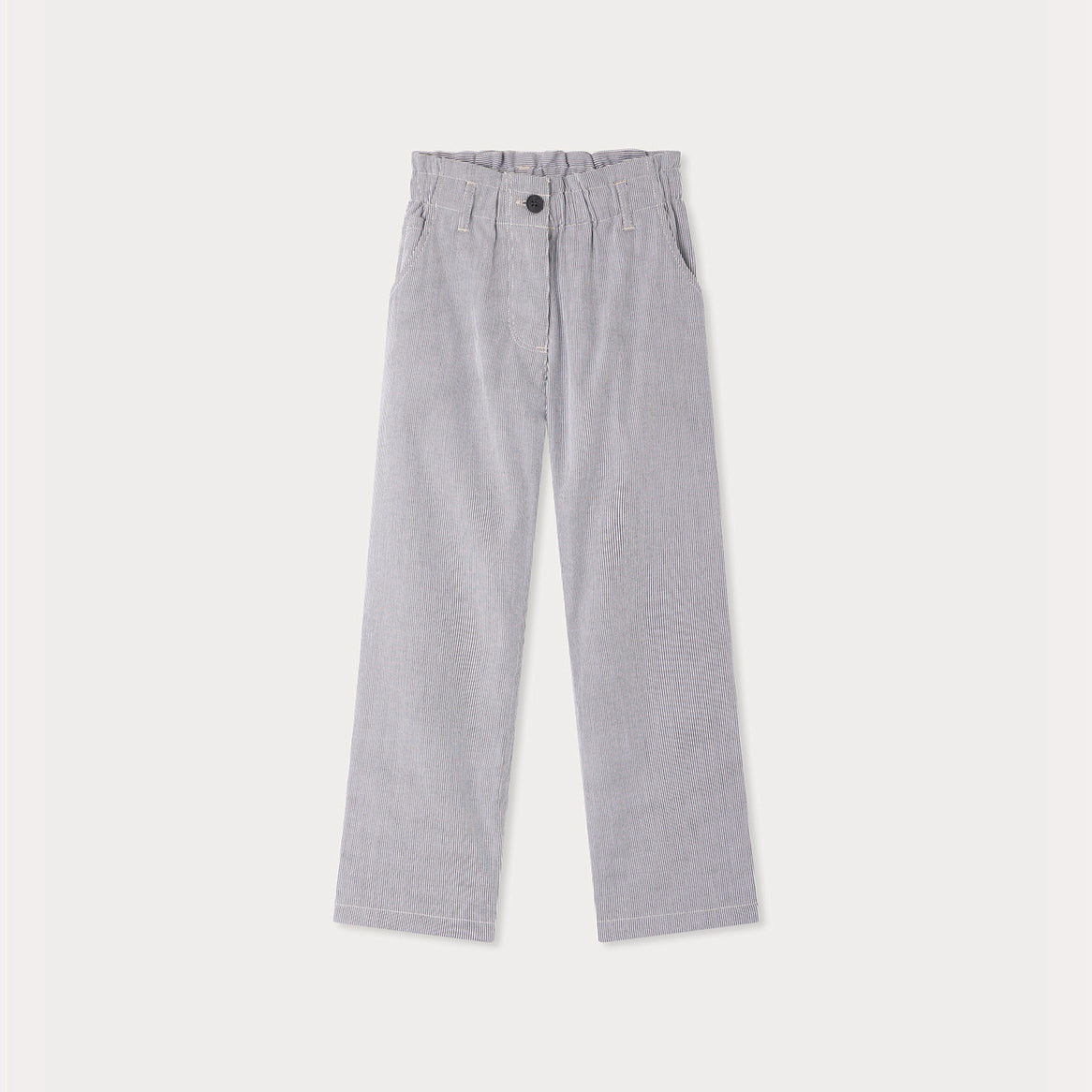 Girls Black Stripes Cotton Trousers