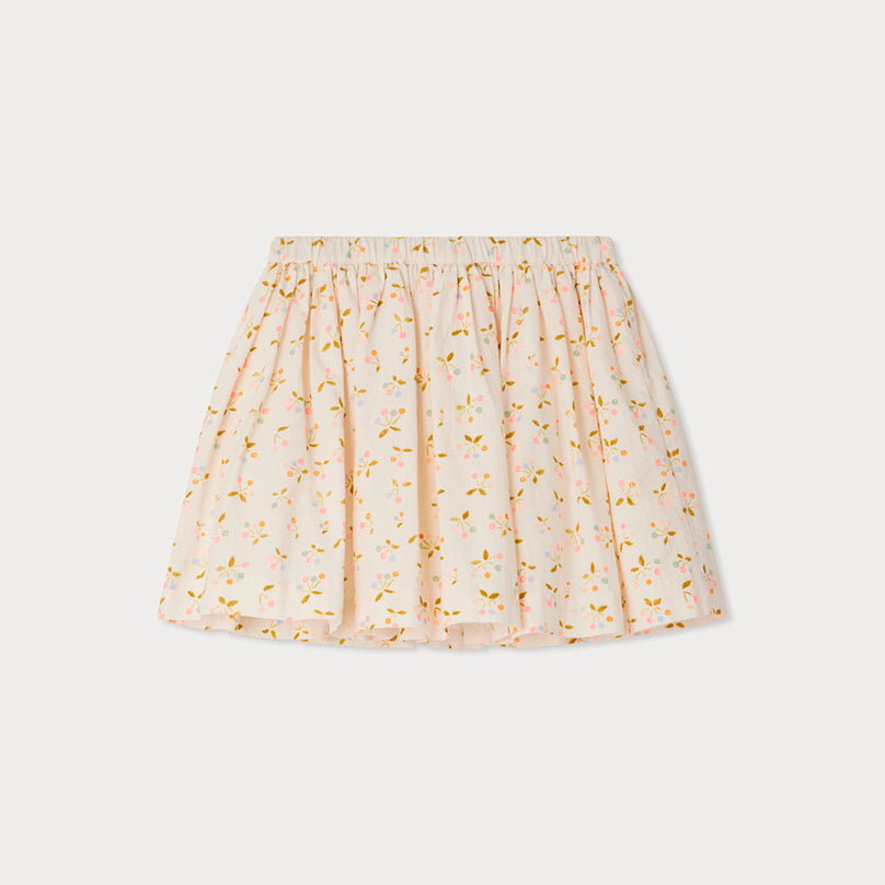 Girls Ivory Cherry Printed Cotton Skirt