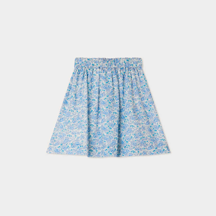 Girls Blue Floral Cotton Skirt