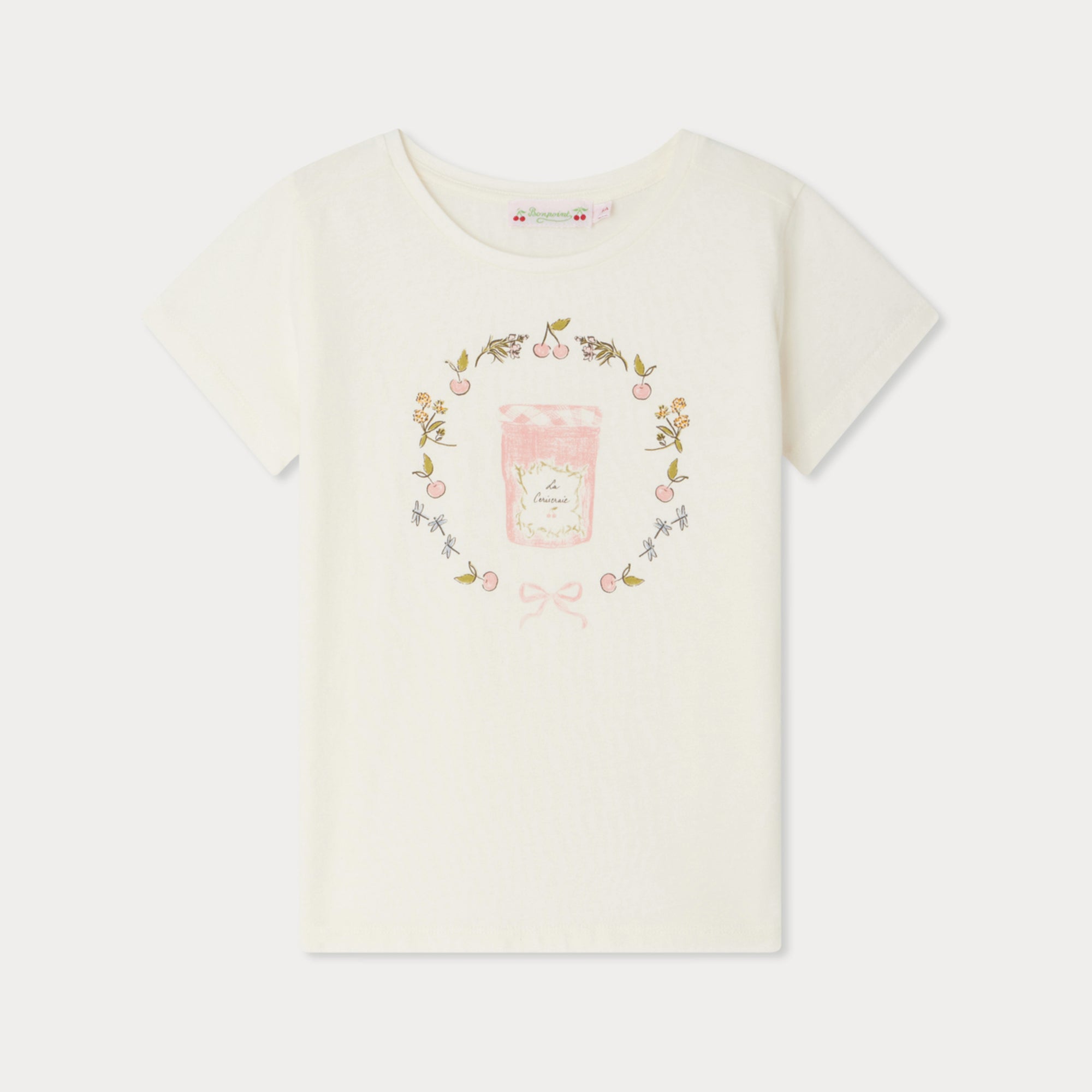 Girls Ivory Printed Cotton T-Shirt