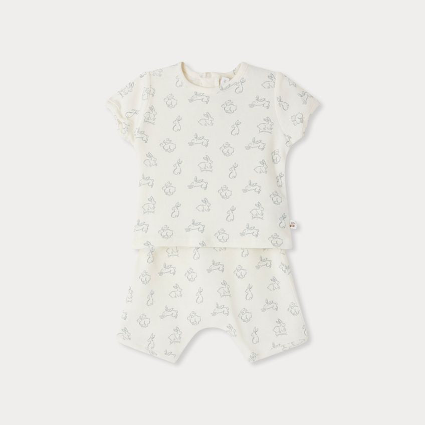 Baby Boys & Girls Ivory Printed Cotton Set