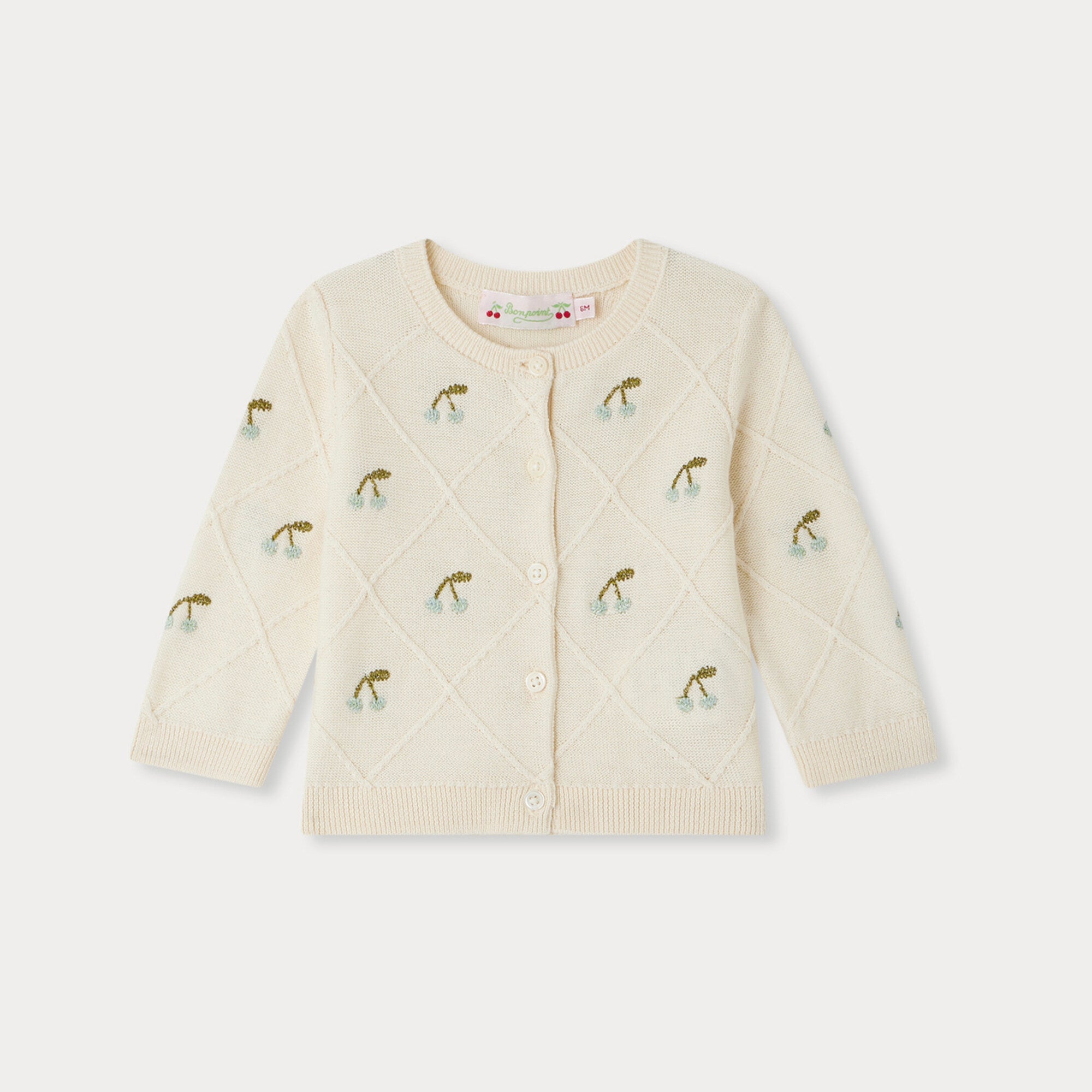 Baby Girls Ivory Embroidered Cotton Cardigan