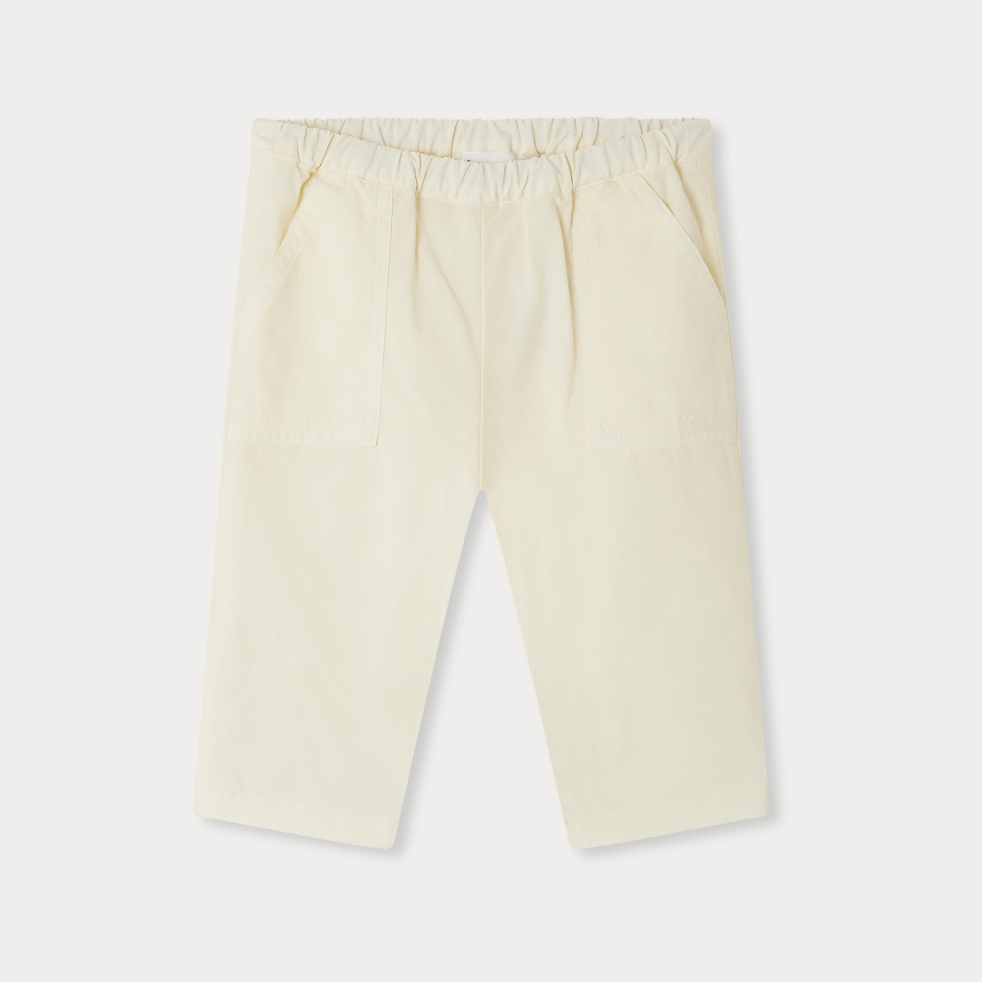Baby Boys & Girls Light Yellow Cotton Trousers