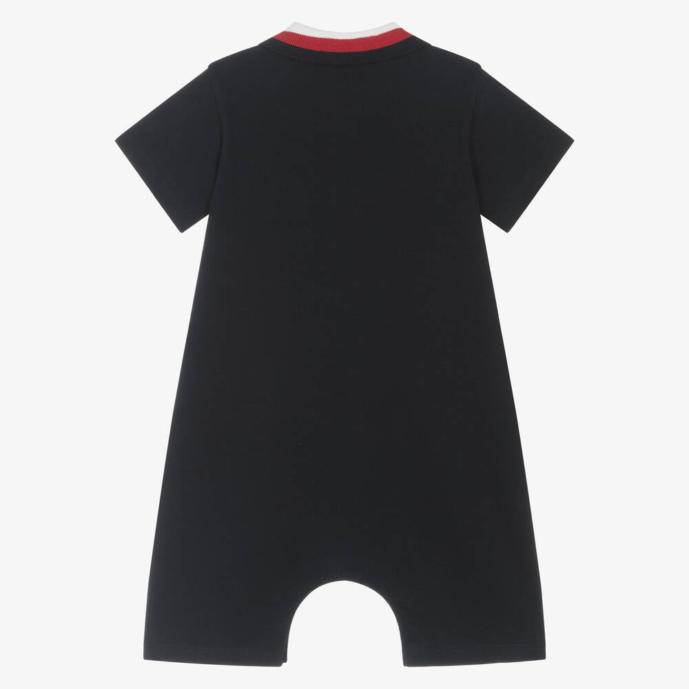 Baby Boys Navy Cotton Babysuit