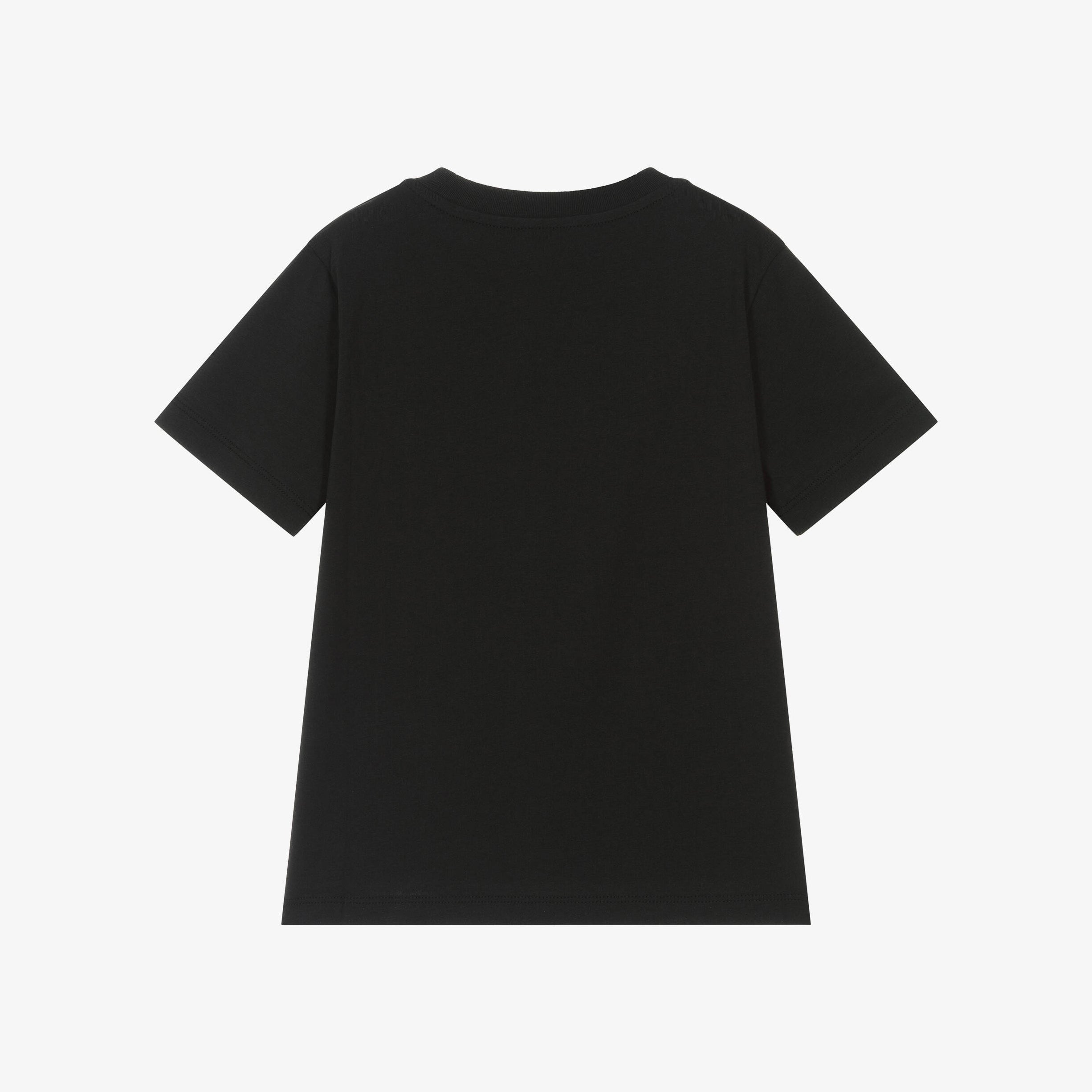 Boys Black Logo Cotton T-Shirt
