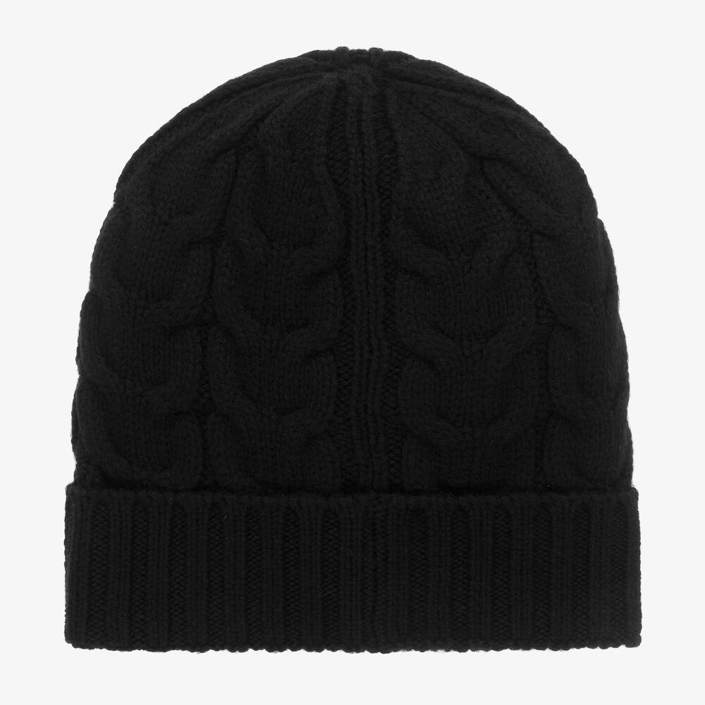Boys & Girls Black Logo Wool Hat