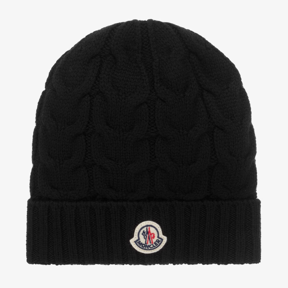 Boys & Girls Black Logo Wool Hat