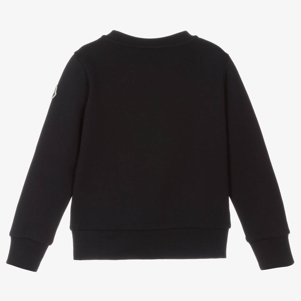 Boys Navy Logo Cotton Sweatshirt