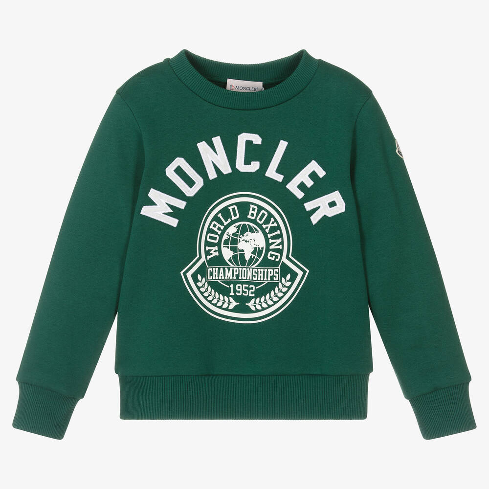 Boys Dark Green Logo Cotton Sweatshirt