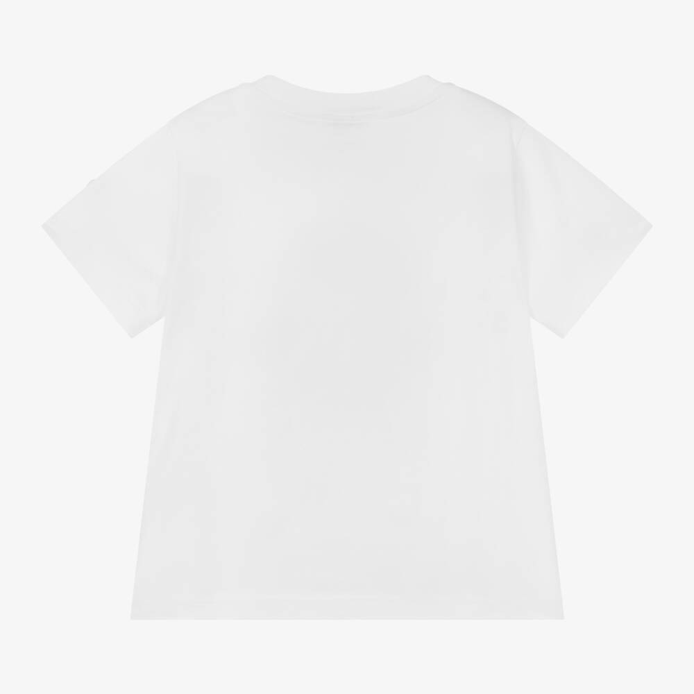 Boys White Logo Cotton T-Shirt